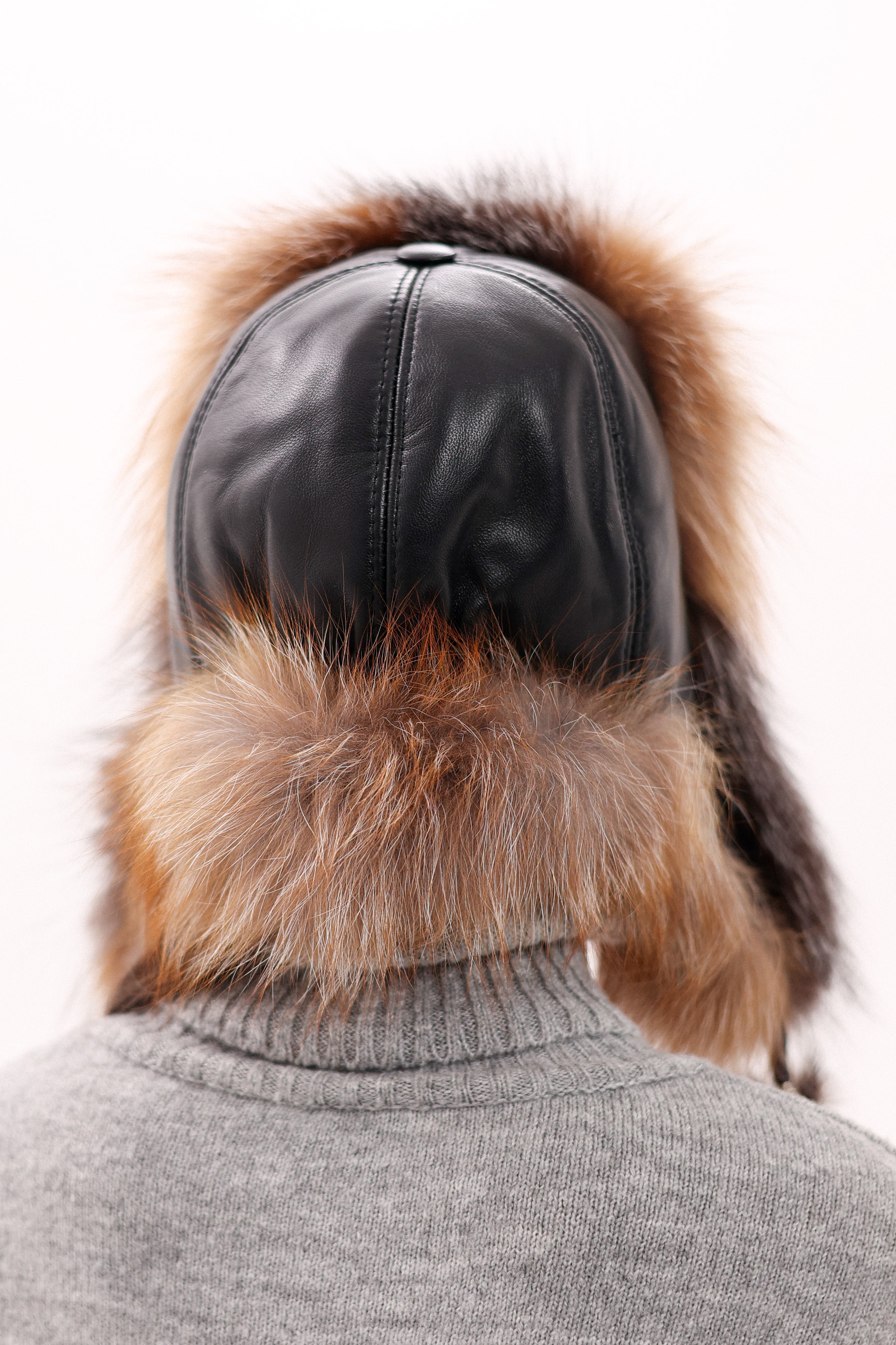 Genuine Silver Fox Fur Genuine Leather Hat - Energize Trek