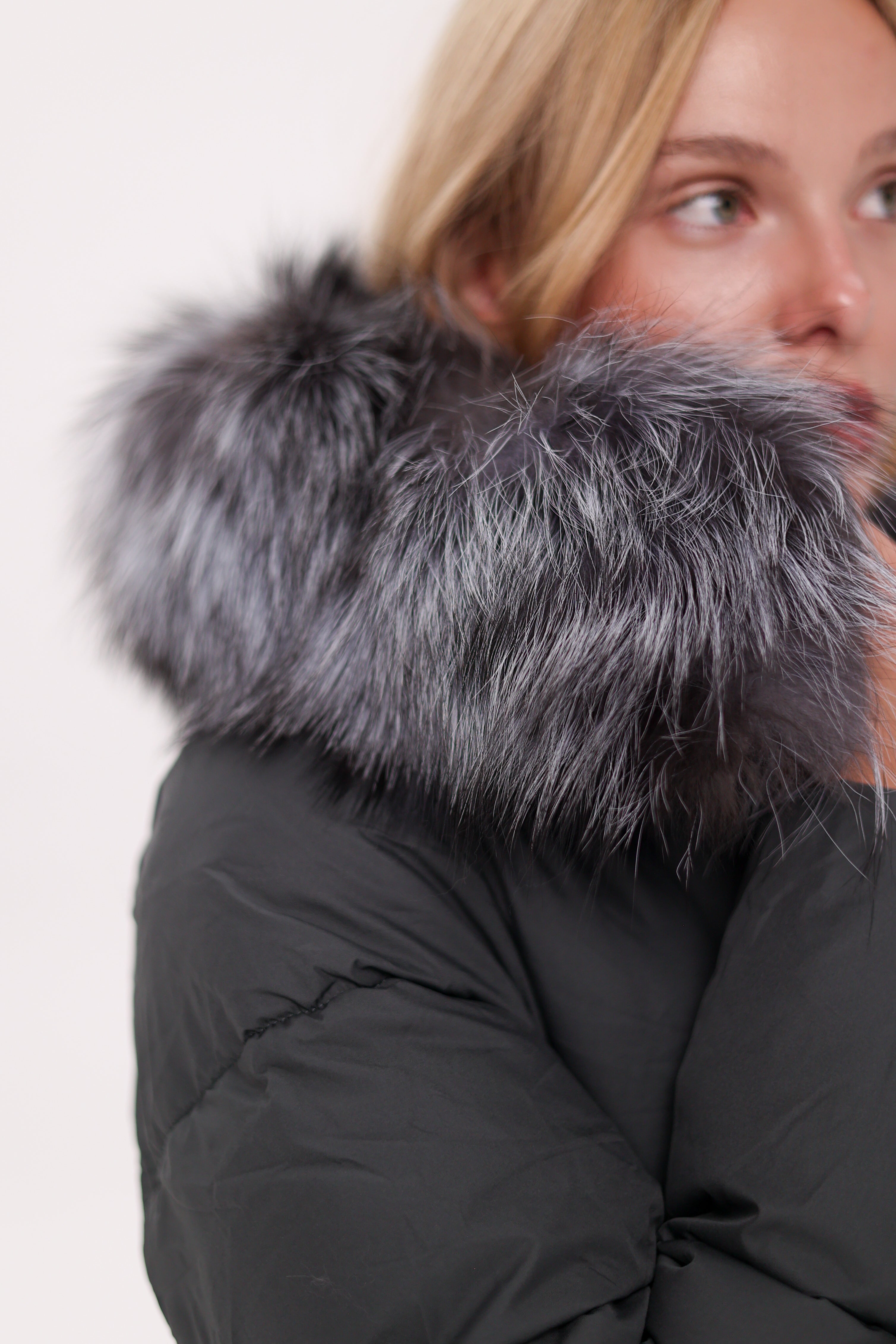 Genuine Silver Fox Belted Winter Insulated Coat - Energize Trek