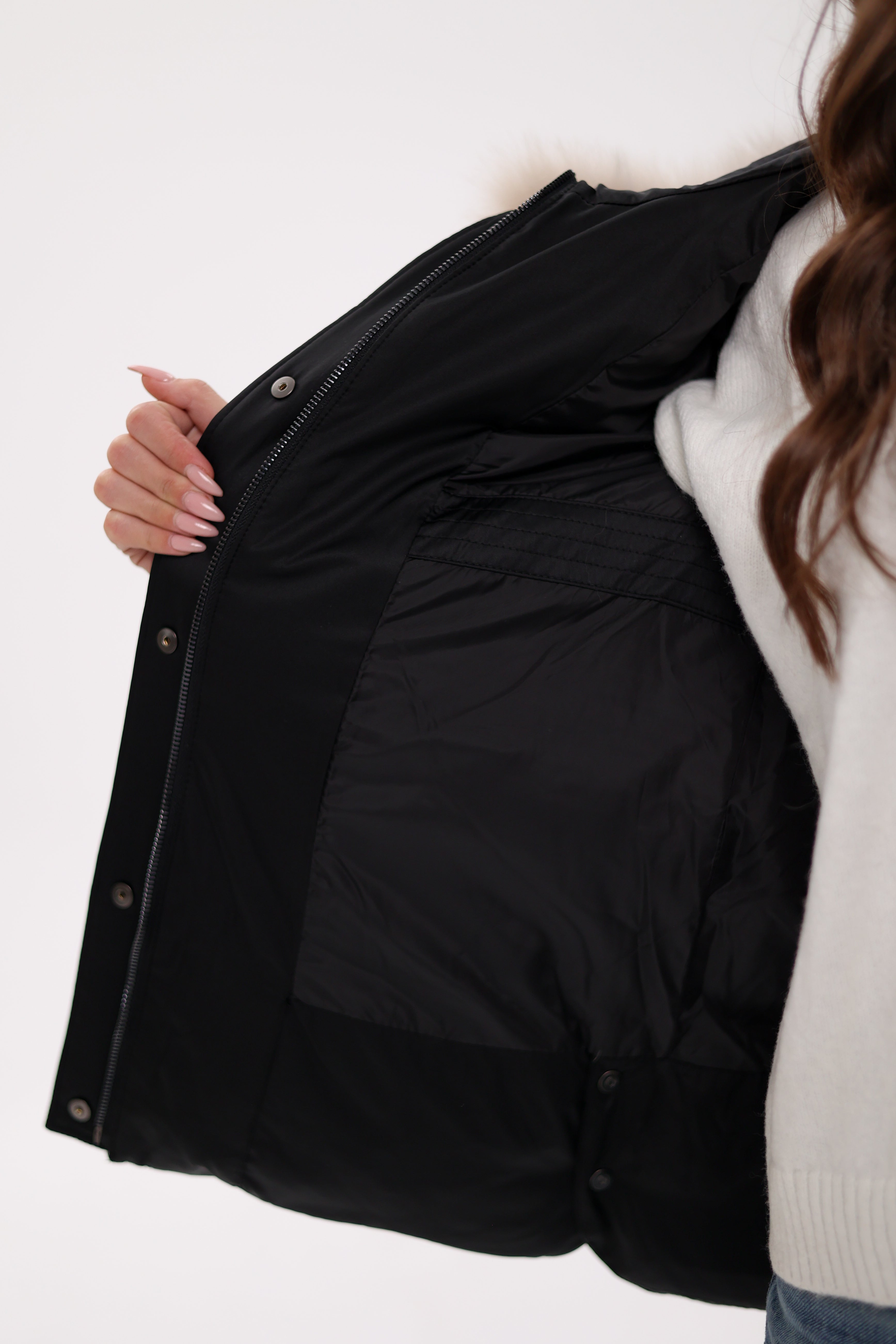 Genuine Fox Fur Trim Down Coat in Royal Blue - Energize Trek