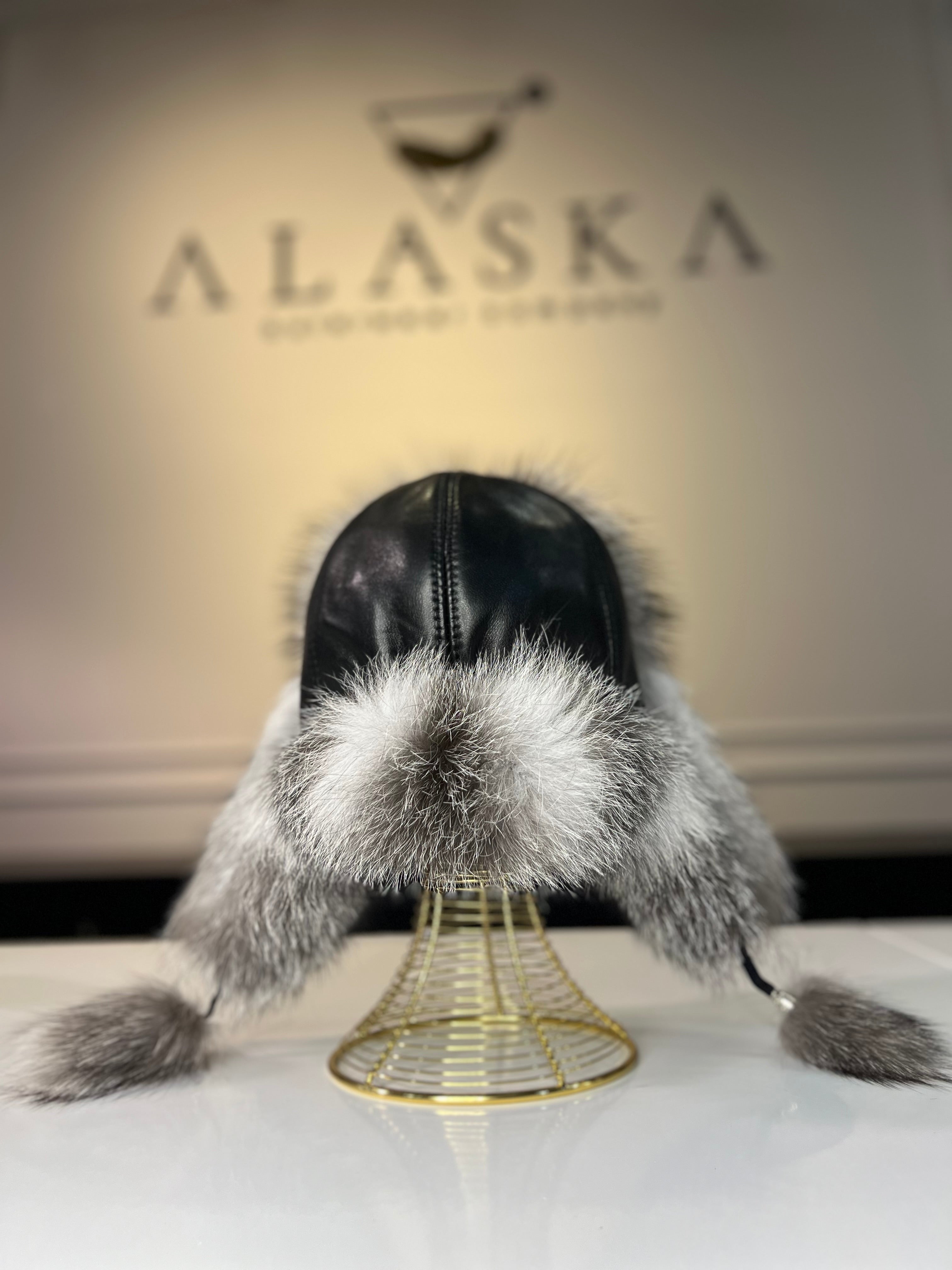 Genuine Silver Fox Fur Genuine Leather Hat - Energize Trek
