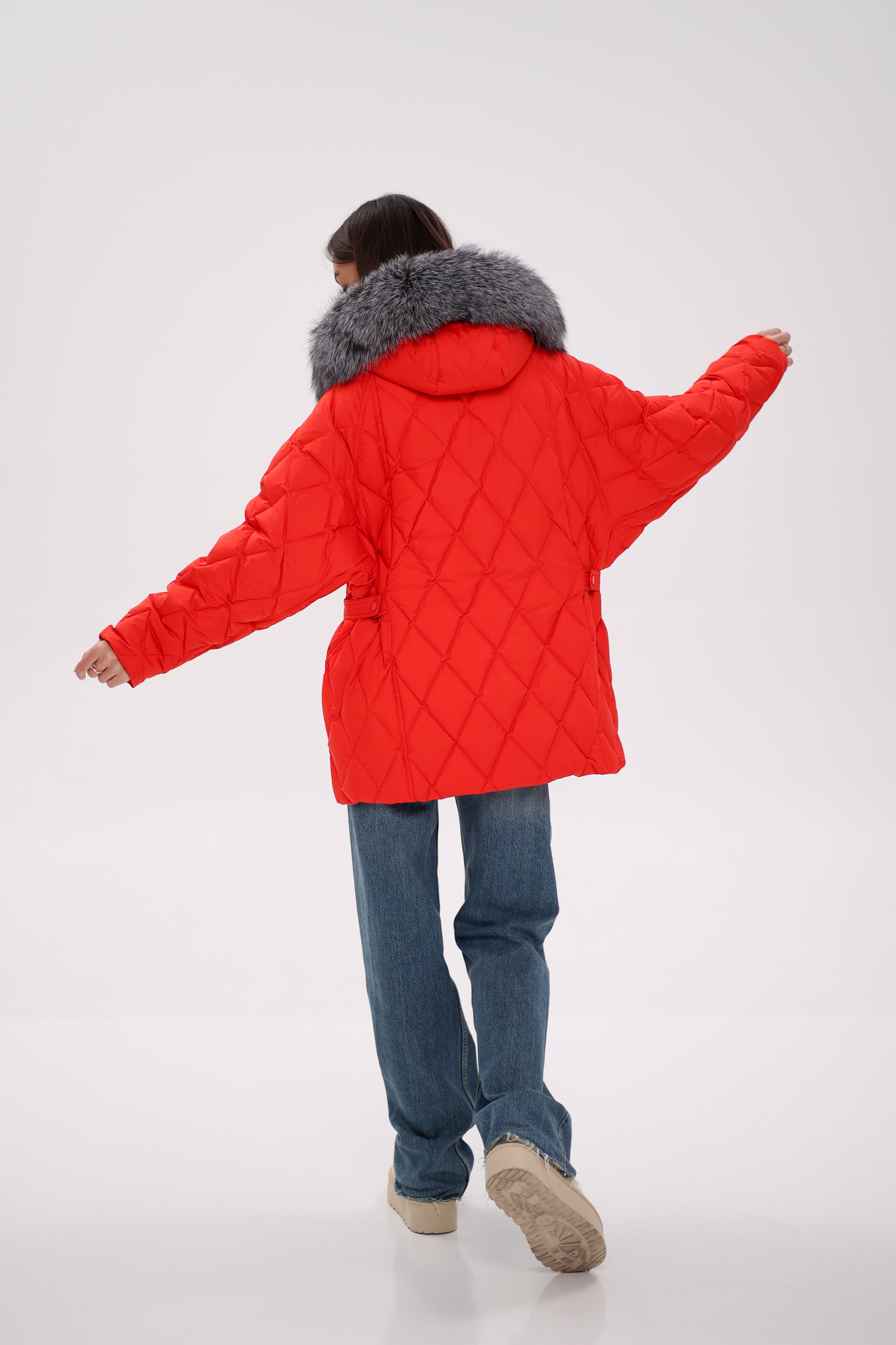 Genuine Silver Fox Down Fill Hooded Parka - Energize Trek