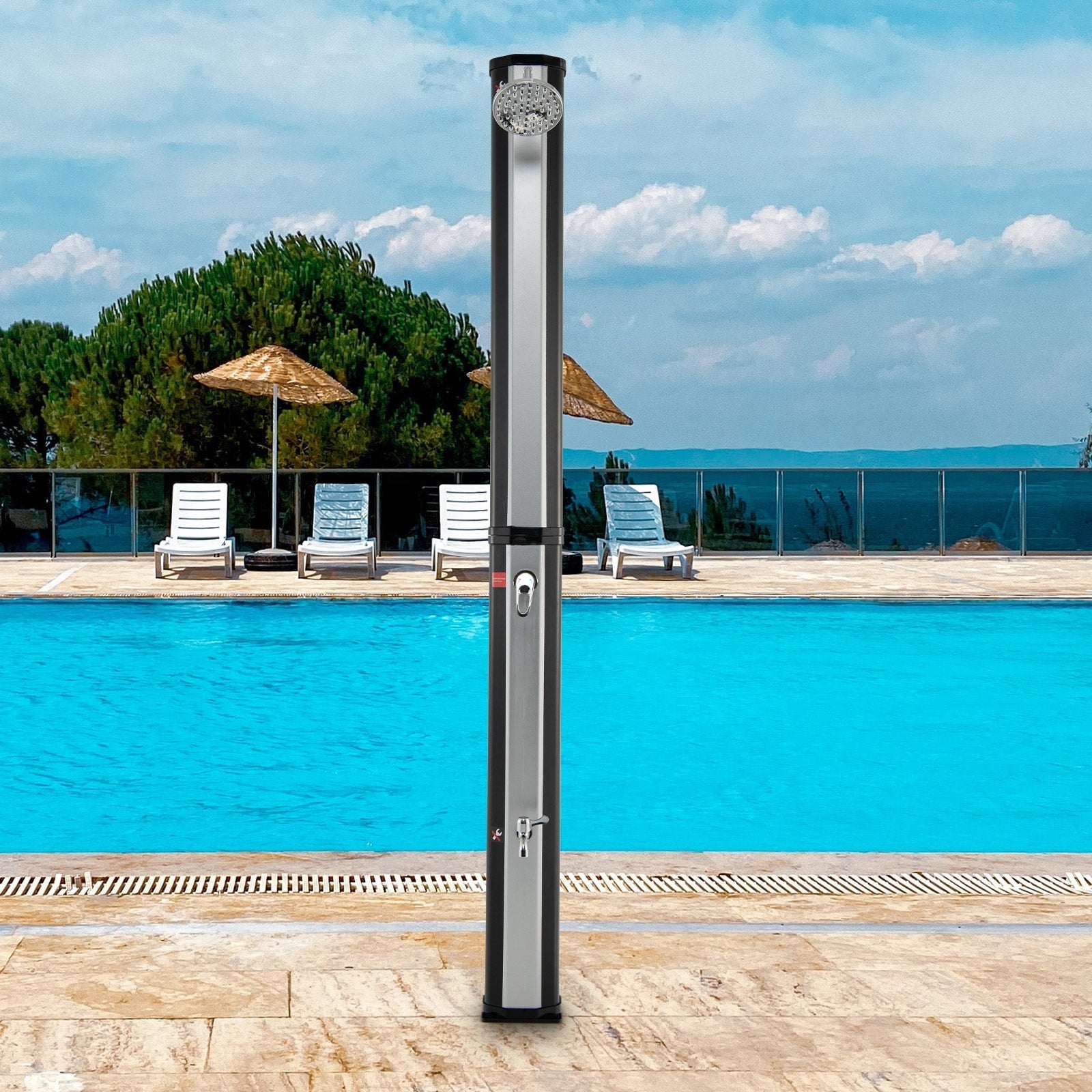 7.2 Feet 9.3 Gallon Solar Heated Shower with Adjustable Head and Foot Tap - Energize Trek