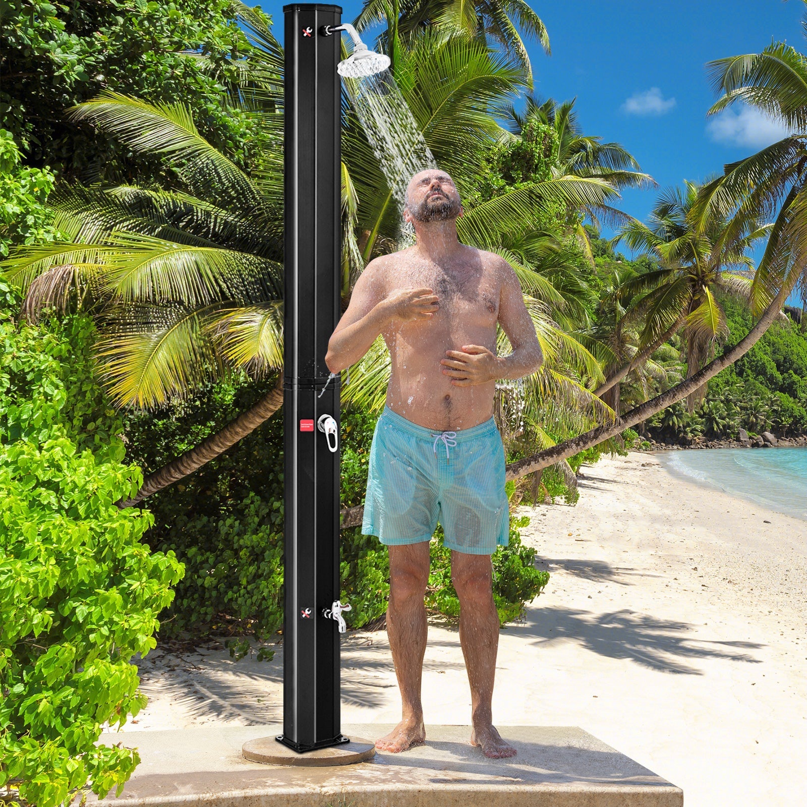 7.2 Feet Adjustable Outdoor Solar Heating Shower Head - Energize Trek