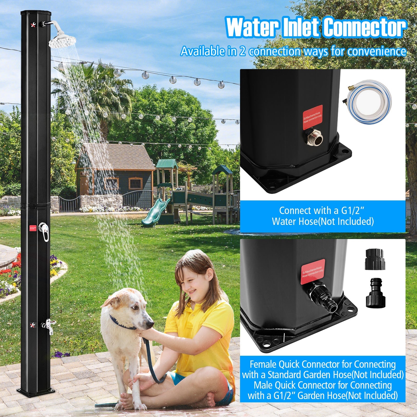 7.2 Feet Adjustable Outdoor Solar Heating Shower Head - Energize Trek