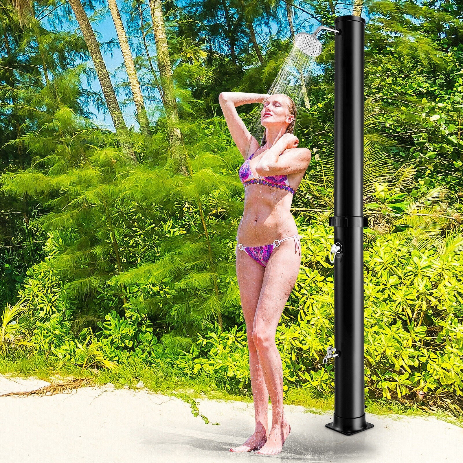 7.2 Feet Solar-Heated Outdoor Shower with Free-Rotating Shower Head - Energize Trek