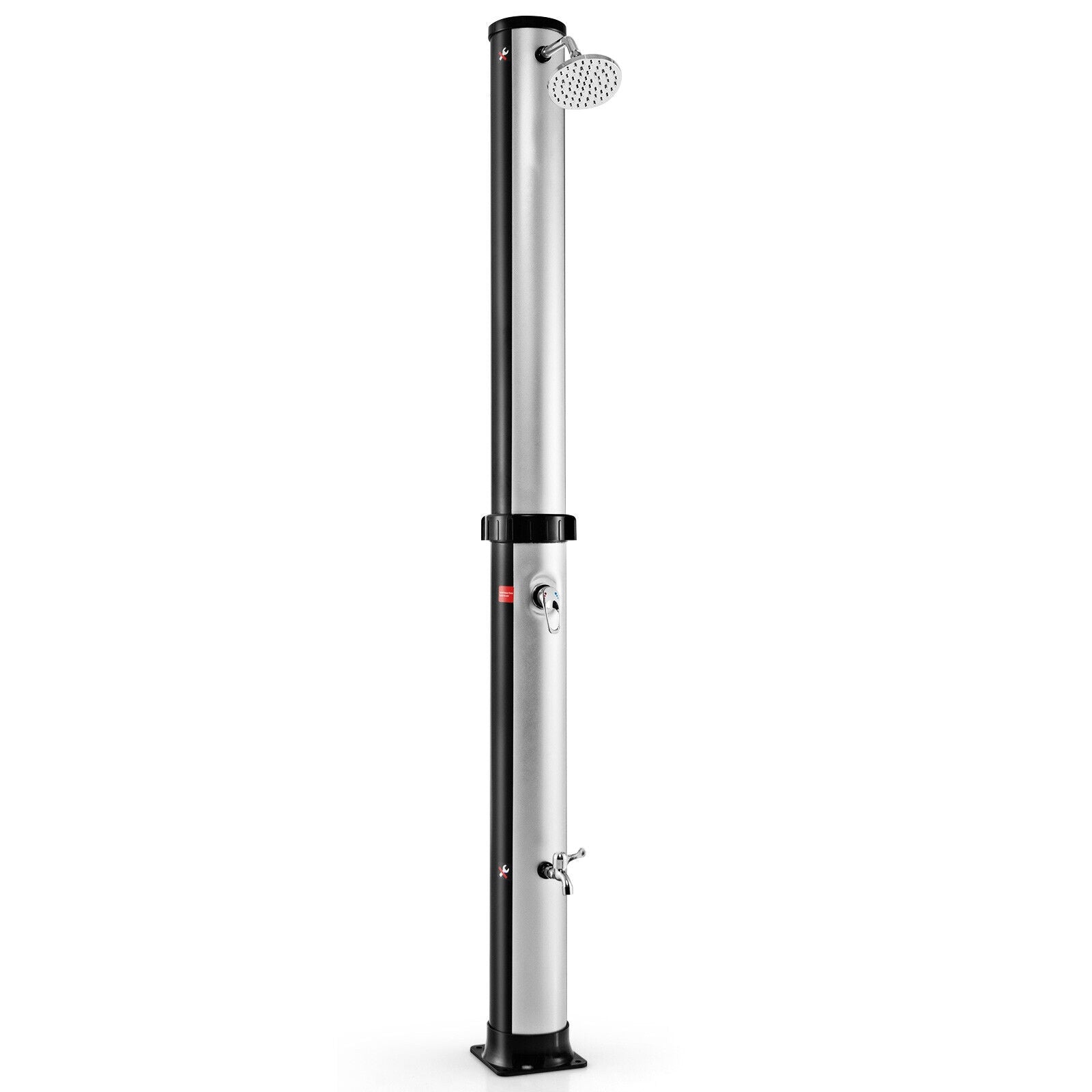 7.2 Feet Solar-Heated Outdoor Shower with Free-Rotating Shower Head - Energize Trek