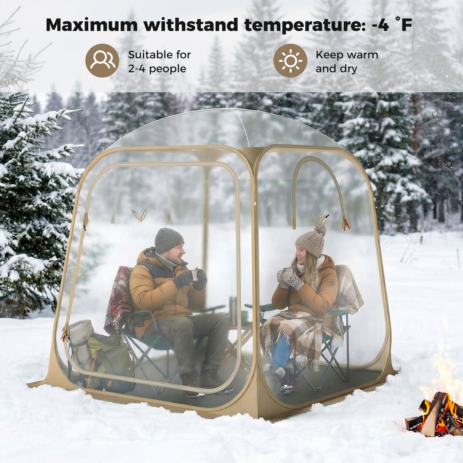 7 x 7 FT Pop Up Sports Tent Clear Bubble Tent All-Weather Waterproof Pod with Sealed Floor - Energize Trek