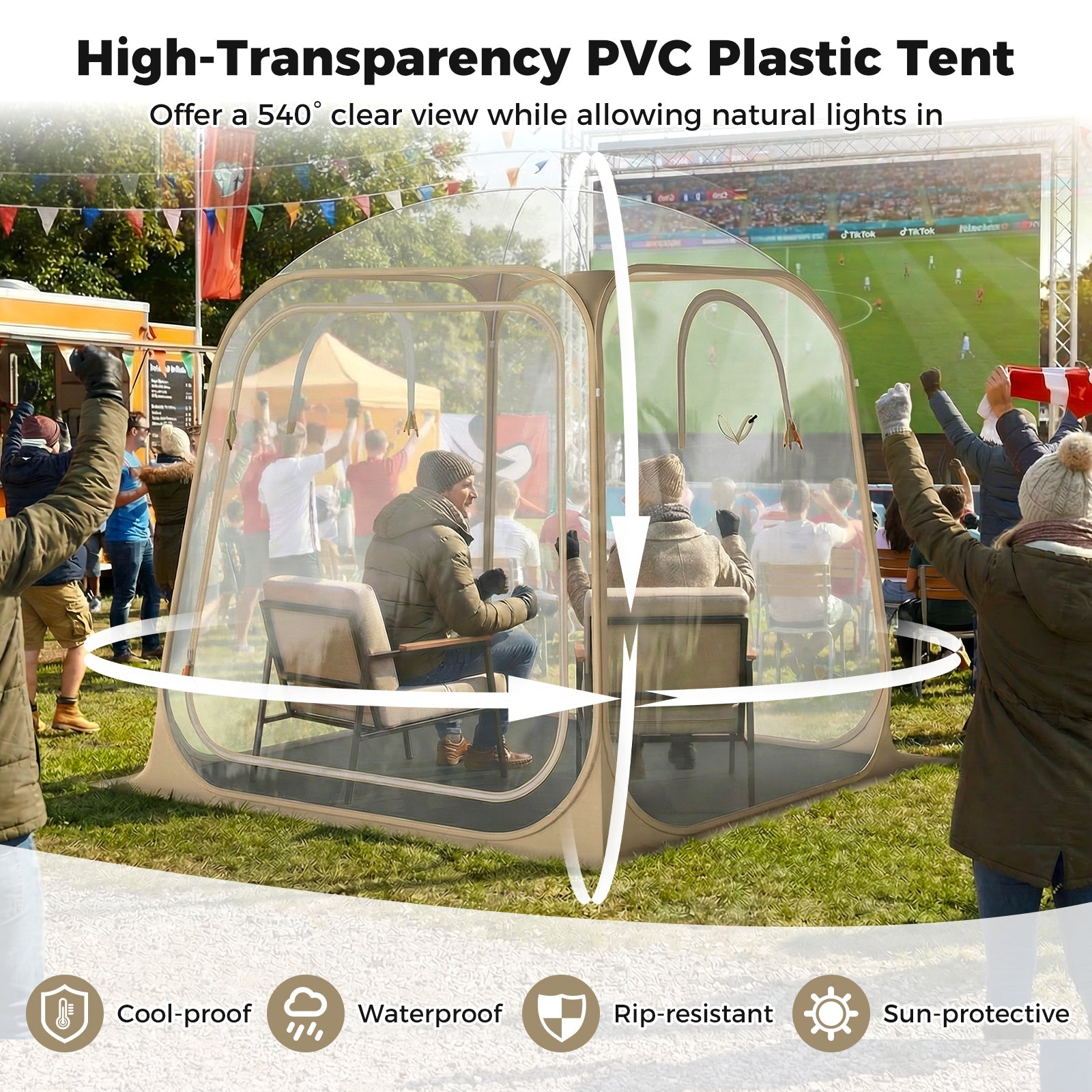 7 x 7 FT Pop Up Sports Tent Clear Bubble Tent All-Weather Waterproof Pod with Sealed Floor - Energize Trek