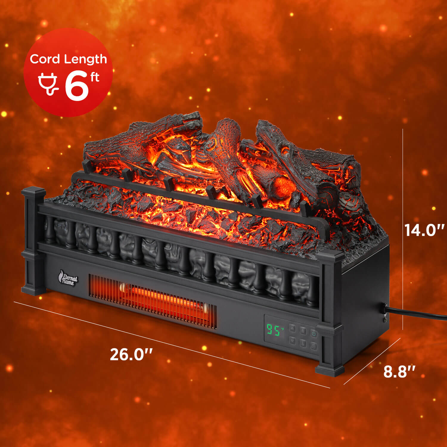 Eternal Flame EF26-LG Electric Fireplace Logs - Energize Trek