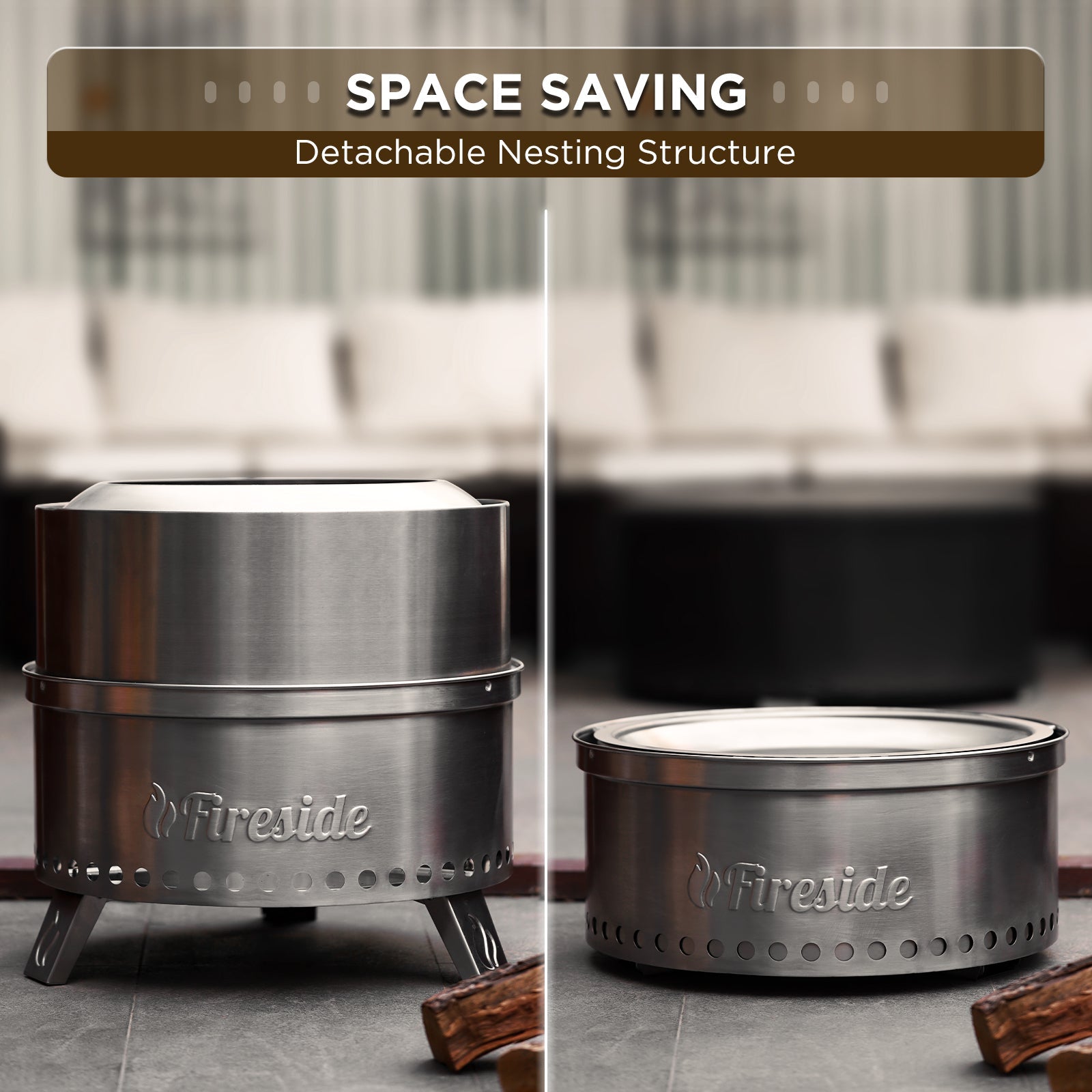 Pluto R19-SS Smokeless Outdoor Fire Pit - Stainless Steel - Energize Trek