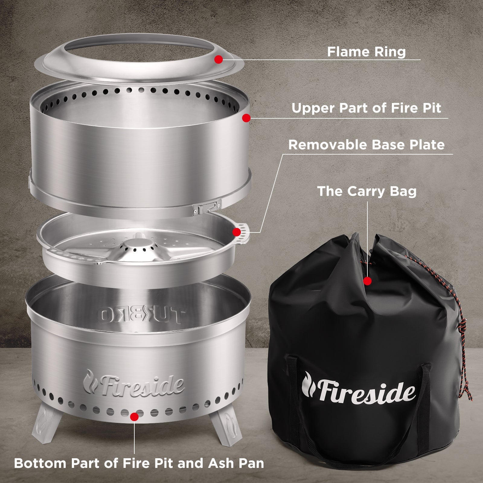 Pluto R19-SS Smokeless Outdoor Fire Pit - Stainless Steel - Energize Trek