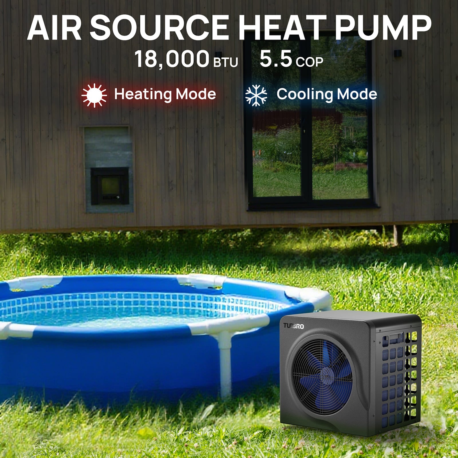 Manatee Swimming Pool Heat Pump, 18K/20K BTU - Energize Trek