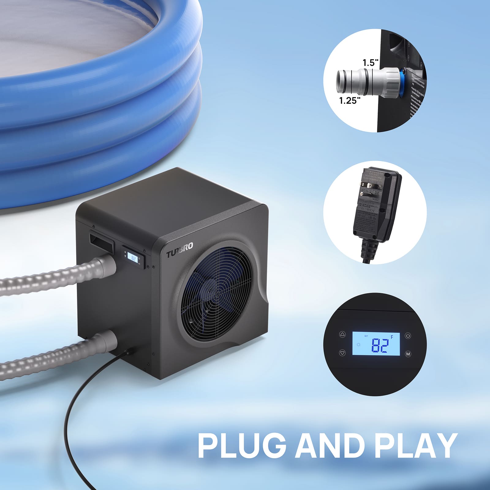 Manatee Swimming Pool Heat Pump, 18K/20K BTU - Energize Trek