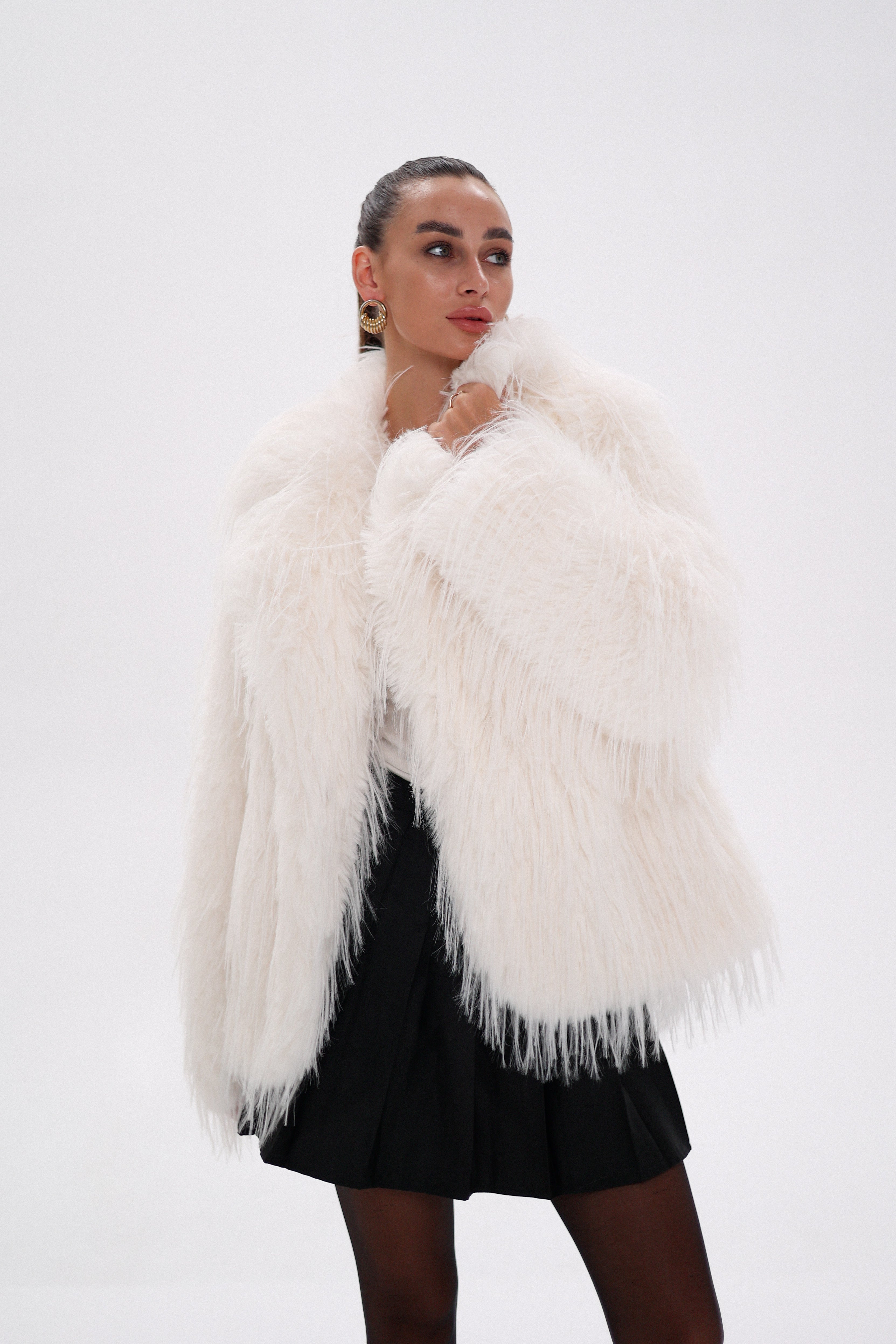 Faux Ostrich Luxe Wool Blend Coat - Energize Trek