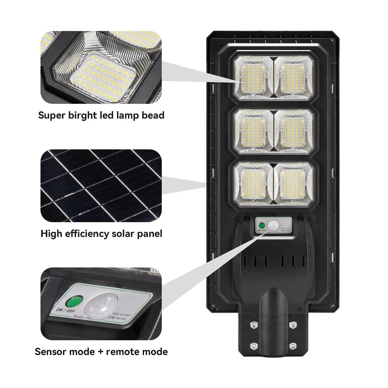 3 Pack 150 W Led solar street lights 15,000 lumens - Energize Trek