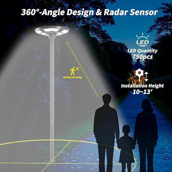1500W Solar UFO Motion Sensor All in one Solar Garden Street Light With Remote Control - Energize Trek