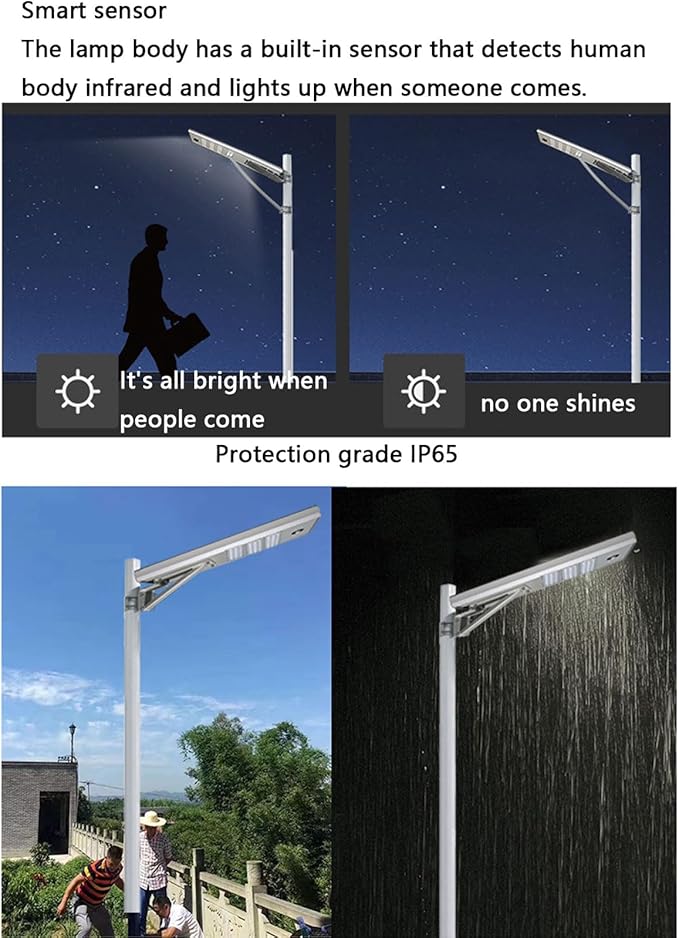 6000W Aluminum Frame LED Integrated Solar Street Light, IP65 Waterproof , Radar Sensor + Light Sensor, Dusk to Dawn Solar - Energize Trek