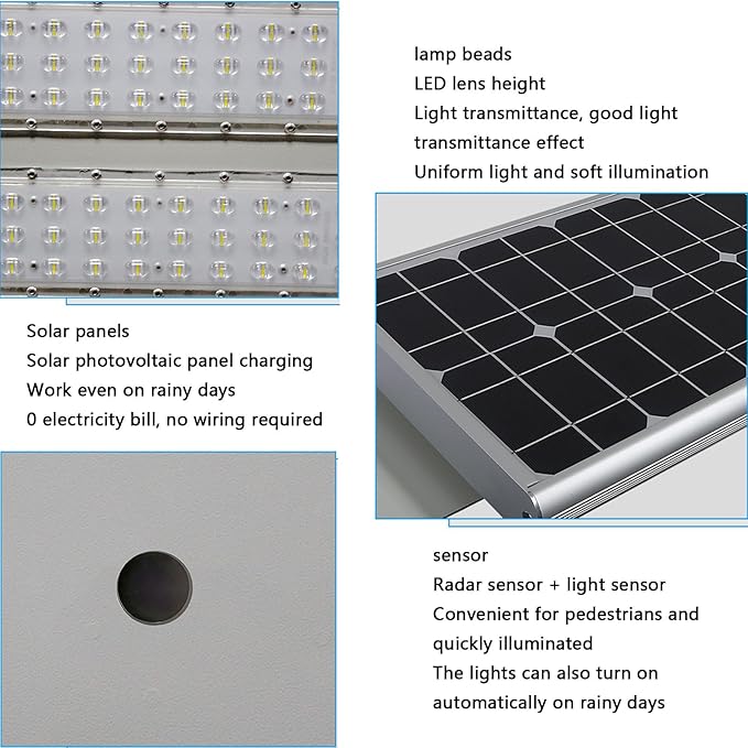 6000W Aluminum Frame LED Integrated Solar Street Light, IP65 Waterproof , Radar Sensor + Light Sensor, Dusk to Dawn Solar - Energize Trek