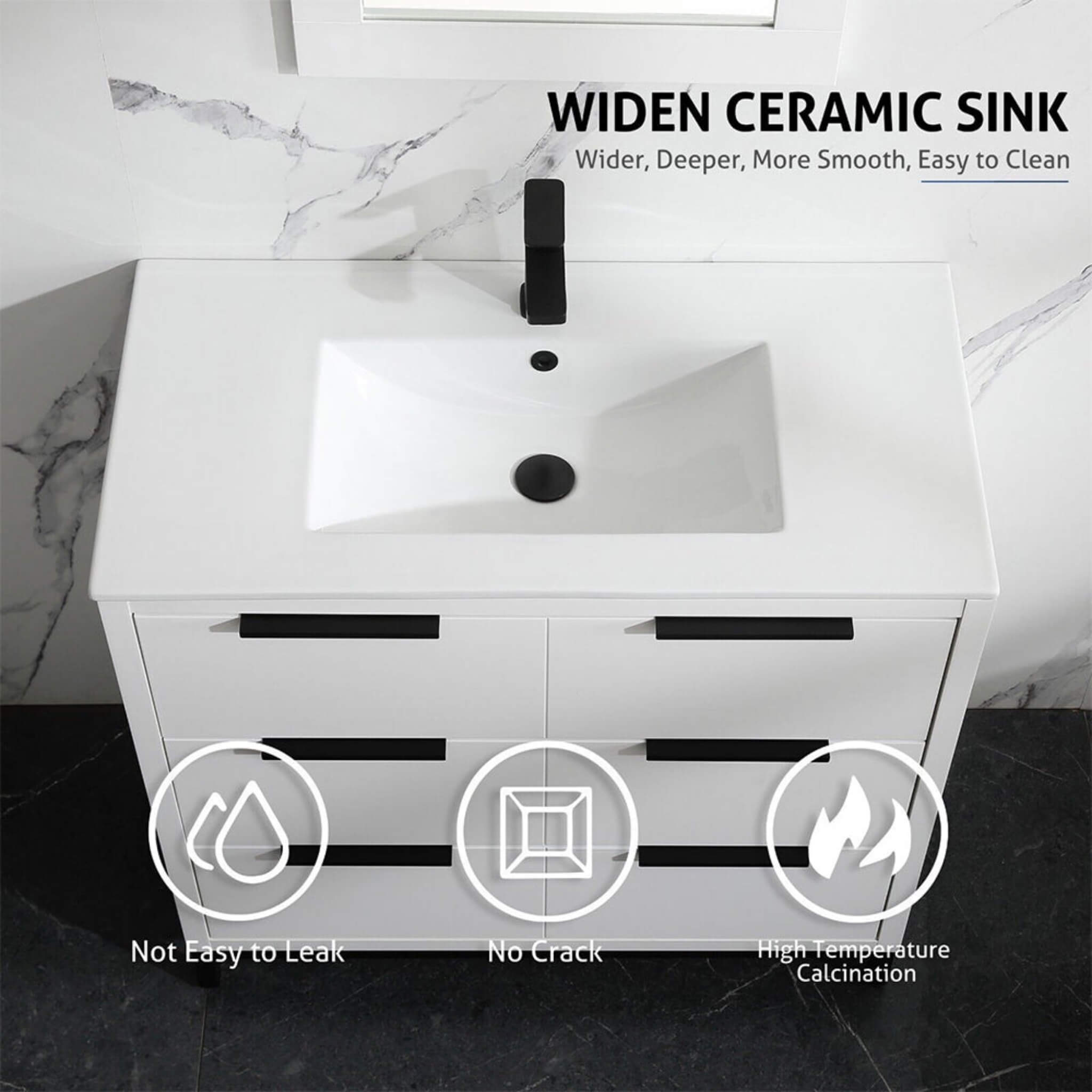 72" Bathroom Vanity Set With Ceramic Sinks And MDF Drawer Cabinets (SAK71852) - Energize Trek