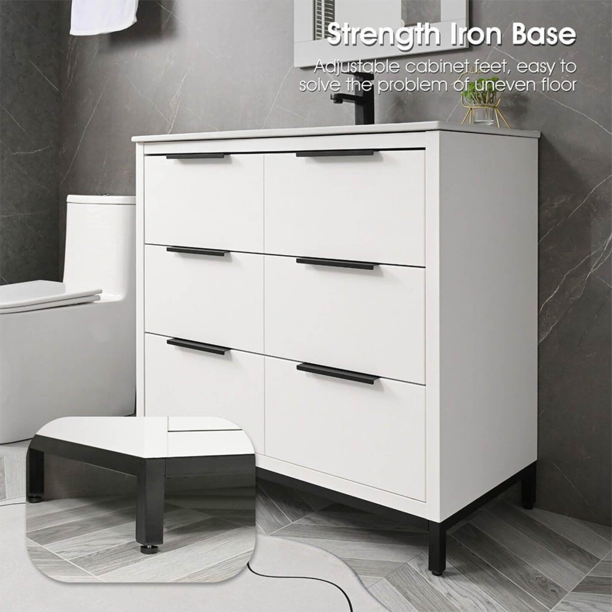 72" Bathroom Vanity Set With Ceramic Sinks And MDF Drawer Cabinets (SAK71852) - Energize Trek