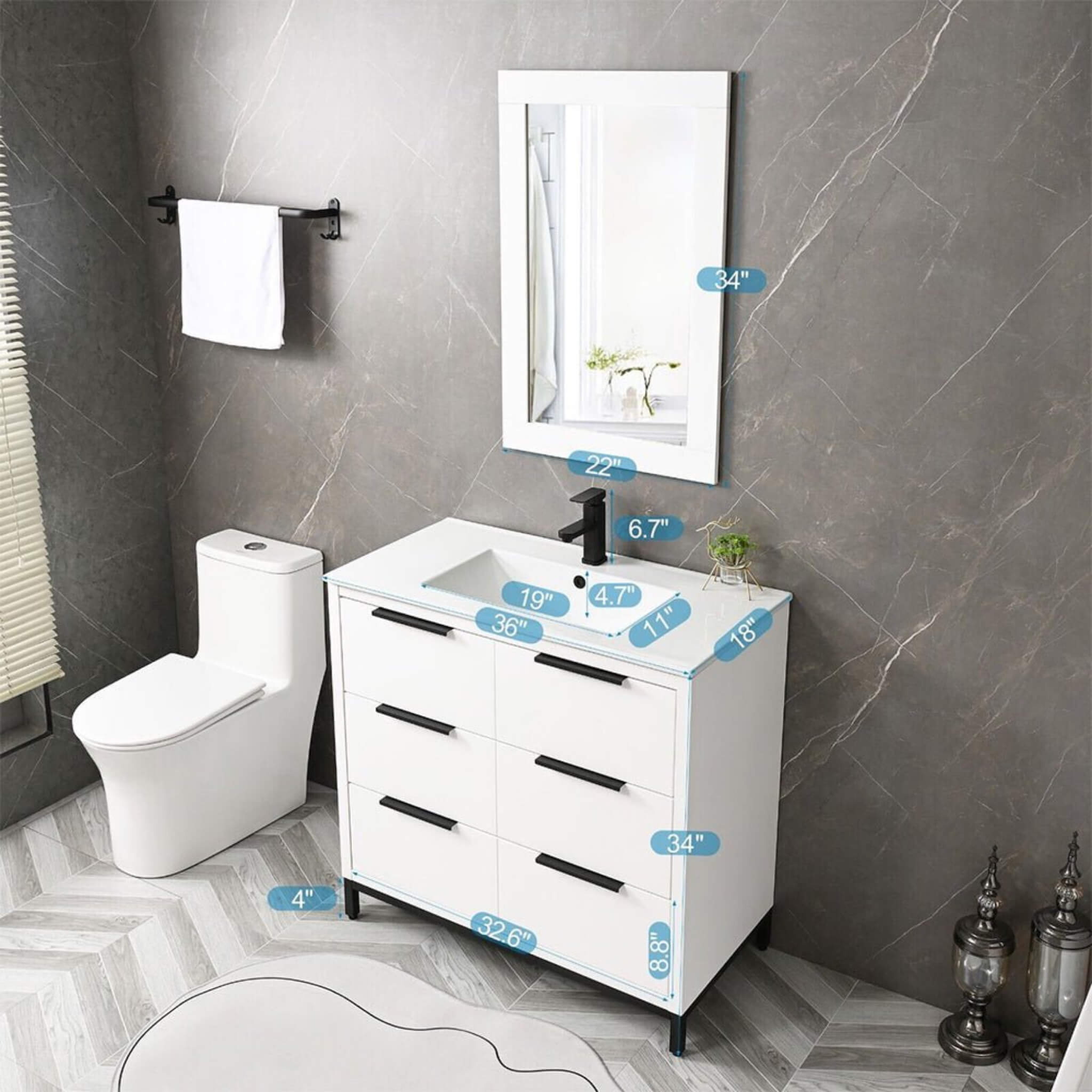 72" Bathroom Vanity Set With Ceramic Sinks And MDF Drawer Cabinets (SAK71852) - Energize Trek