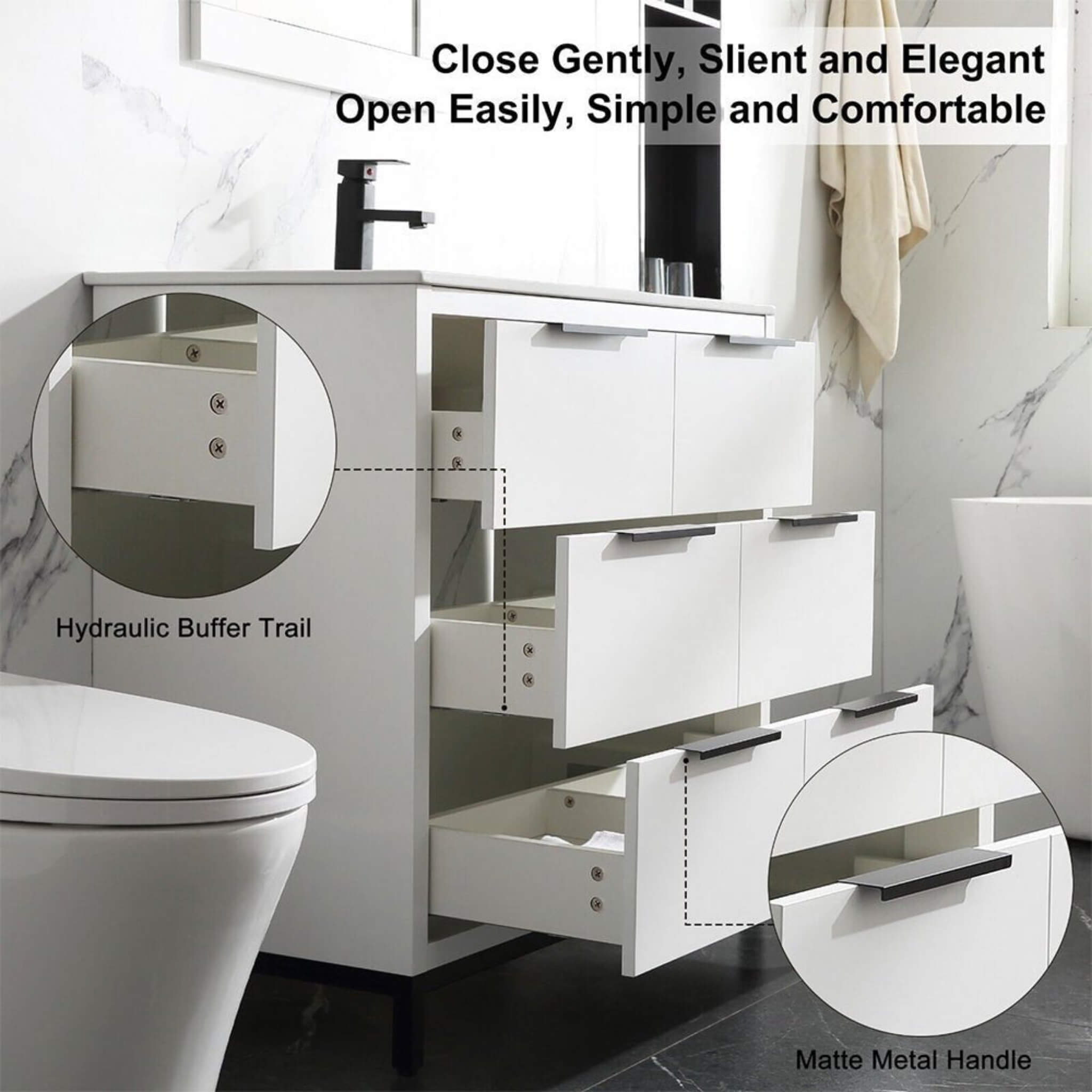 72" Bathroom Vanity Set With Ceramic Sinks And MDF Drawer Cabinets (SAK71852) - Energize Trek