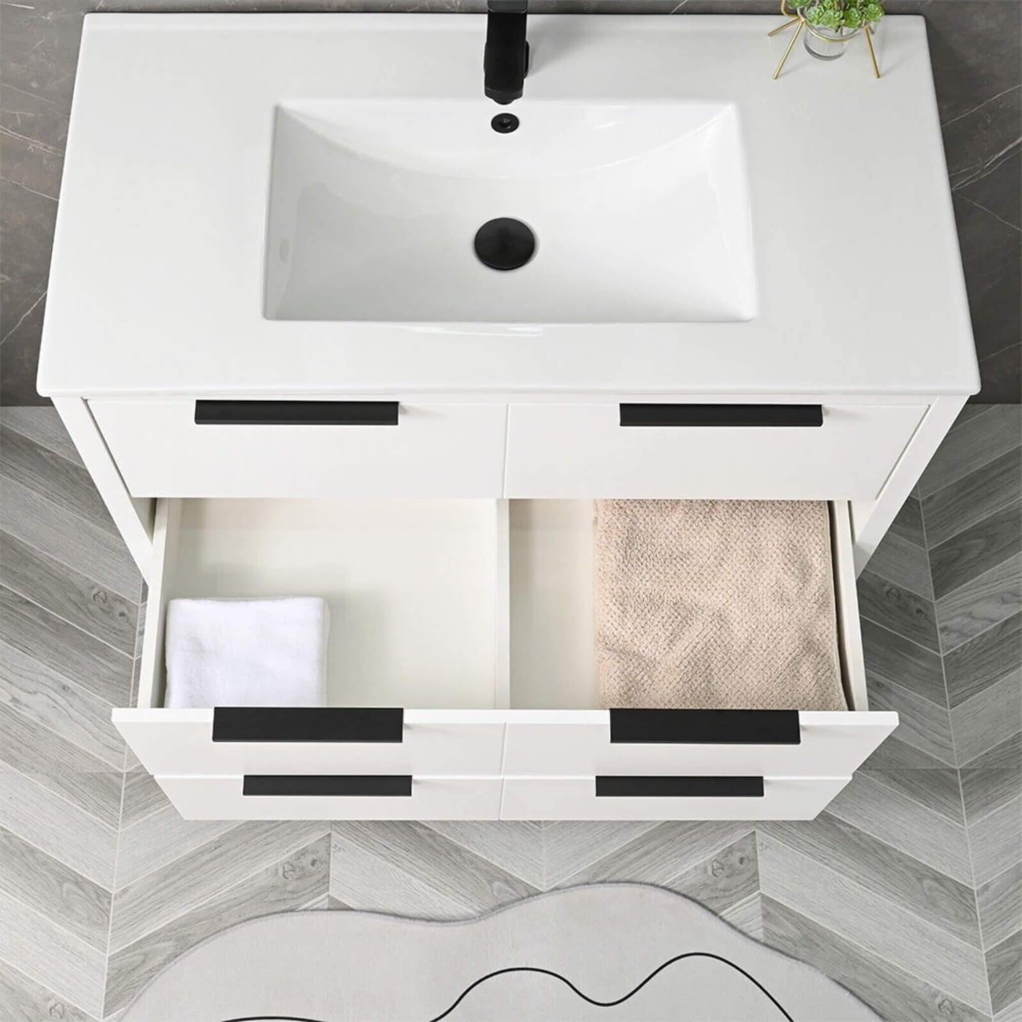 72" Bathroom Vanity Set With Ceramic Sinks And MDF Drawer Cabinets (SAK71852) - Energize Trek