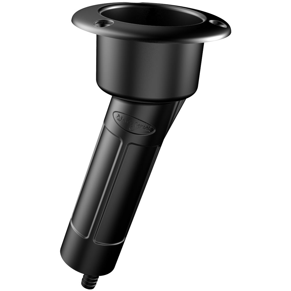 Mate Series Plastic 15 Rod Cup Holder Drain Round Top Black P1015DB