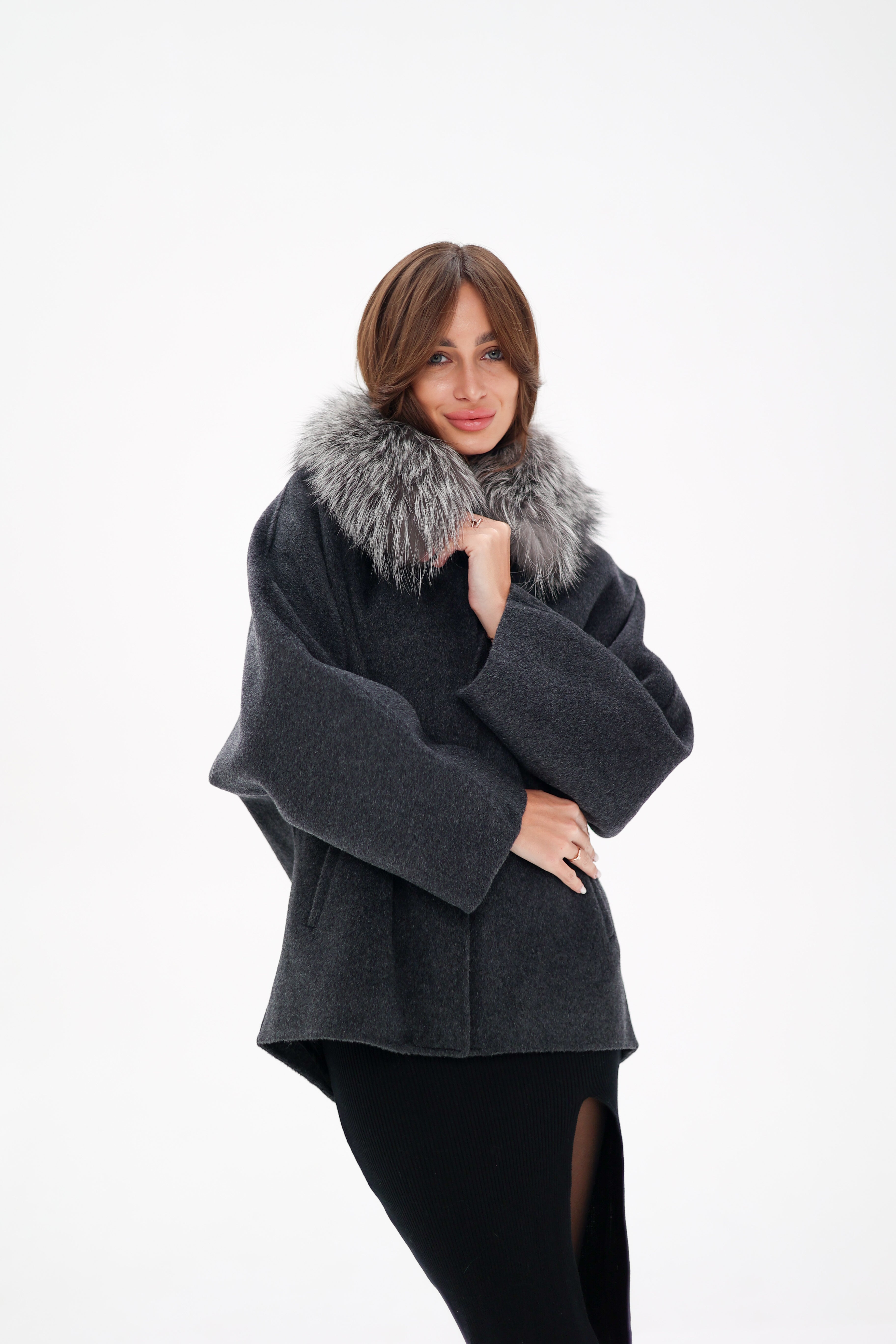 Genuine Silver Fox Fur Virgin Wool Coat - Energize Trek
