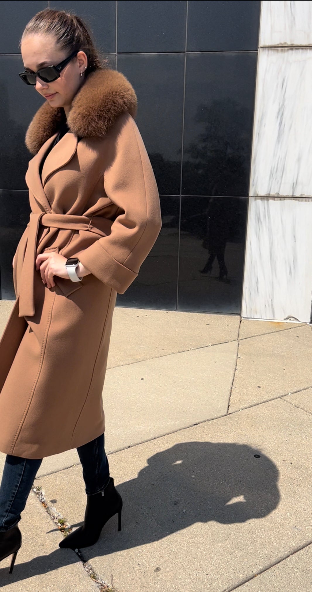 Genuine Polar Fox Tailored Cashmere Wool Coat - Energize Trek