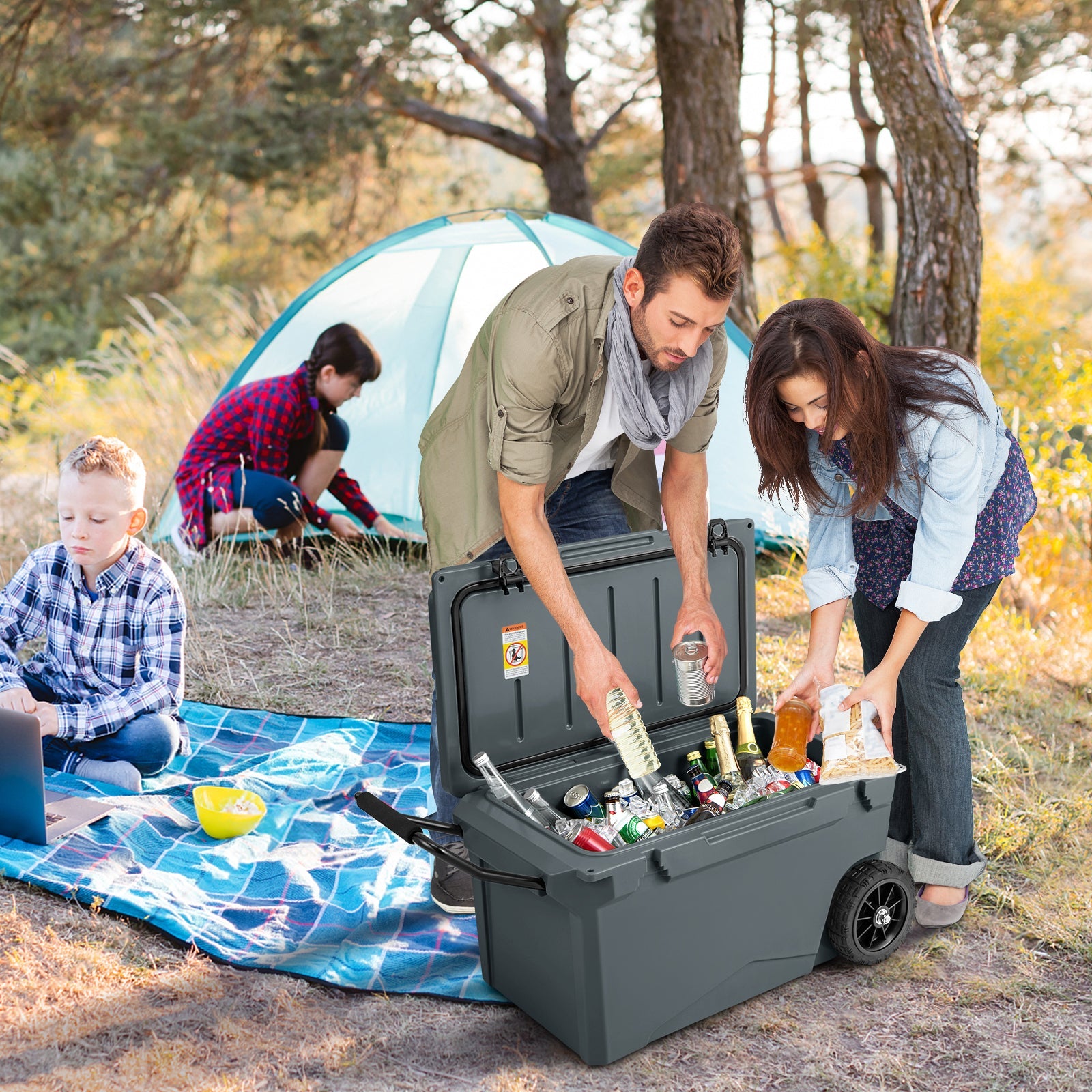 75 Quart Portable Cooler Rotomolded Ice Chest with Handles and Wheels - Energize Trek