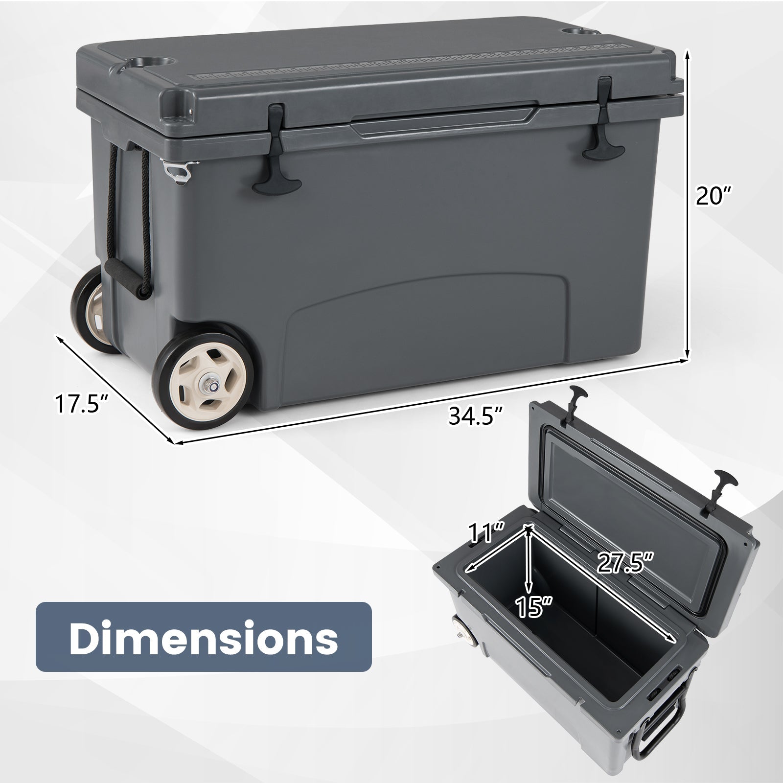 75 Quart Portable Hard Cooler with 6-Day Ice Retention and Wheels - Energize Trek