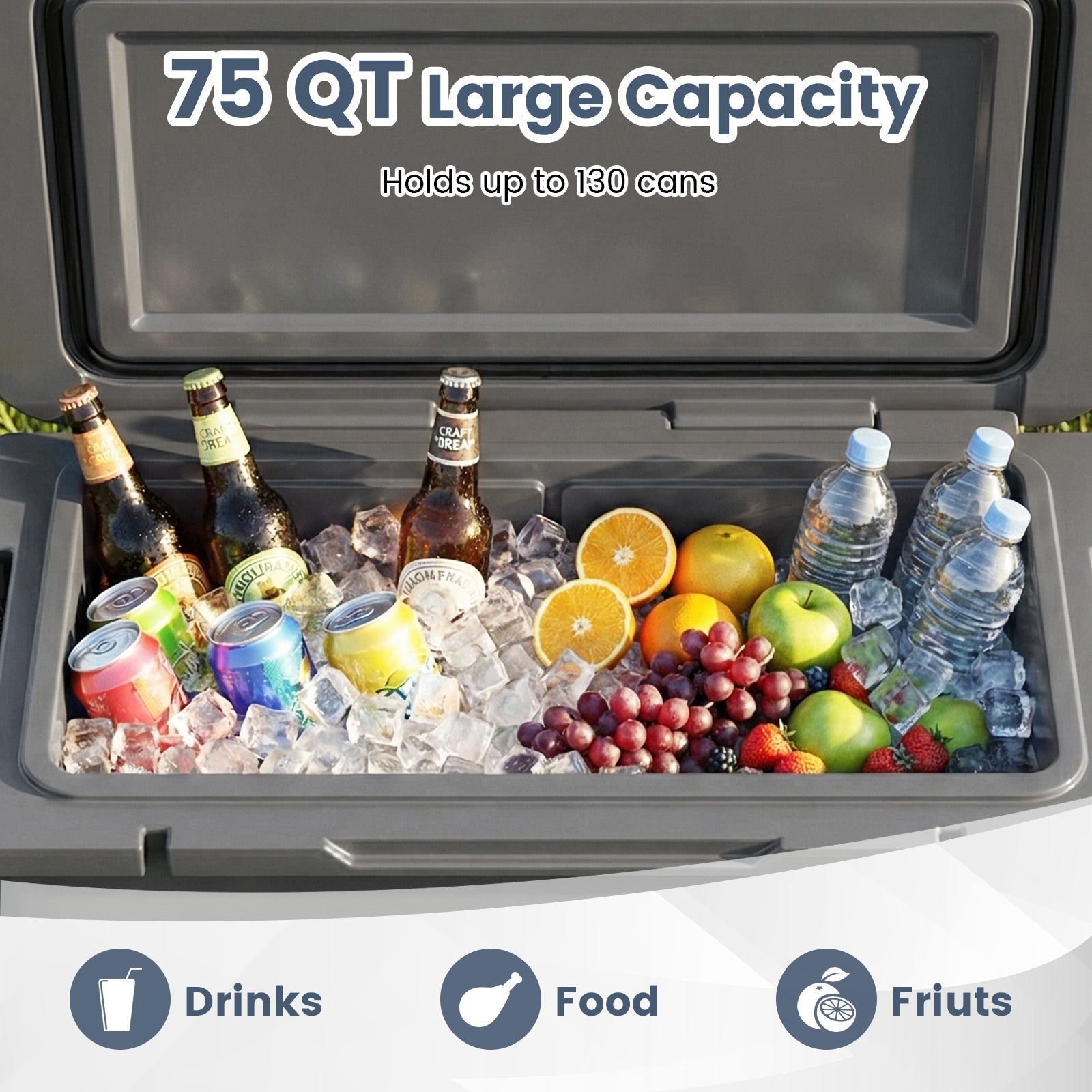 75 Quart Portable Hard Cooler with 6-Day Ice Retention and Wheels - Energize Trek
