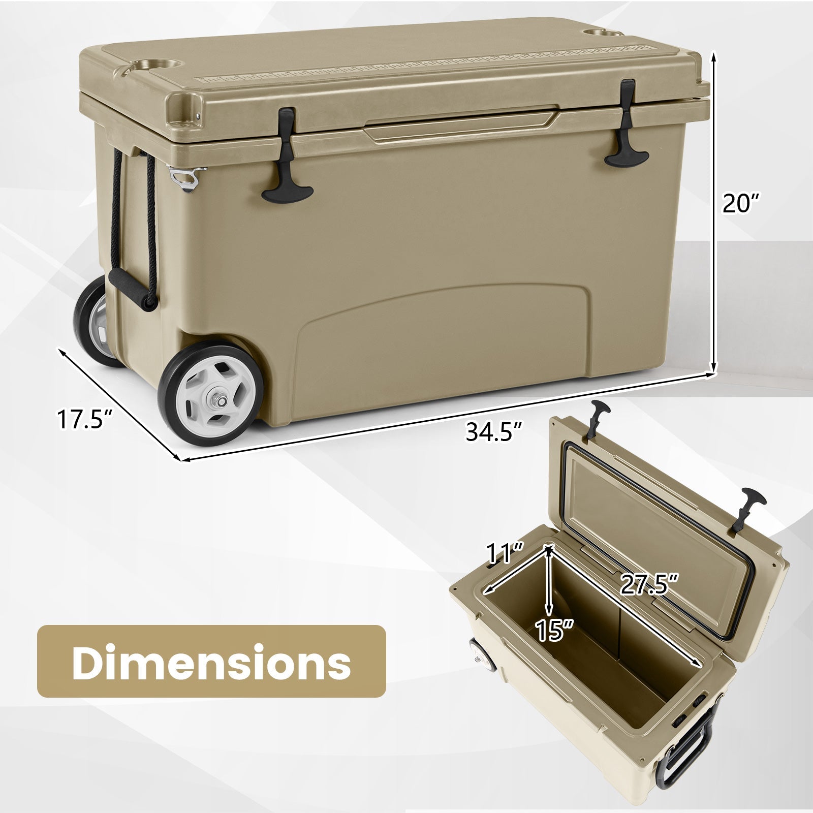 75 Quart Portable Hard Cooler with 6-Day Ice Retention and Wheels - Energize Trek