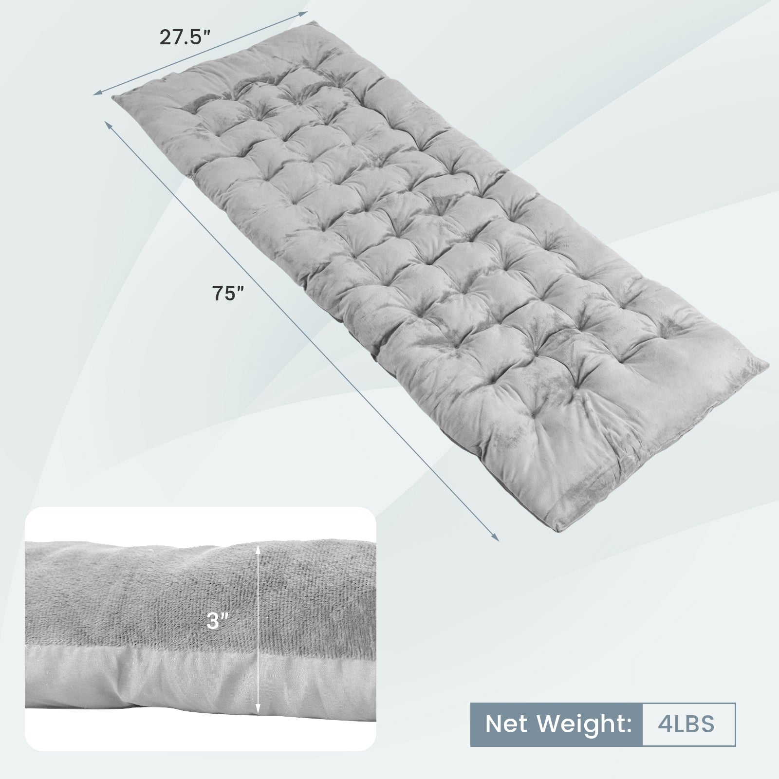75 x 27.5 Inch Camping Cot Pads with Soft and Breathable Crystal Velvet - Energize Trek