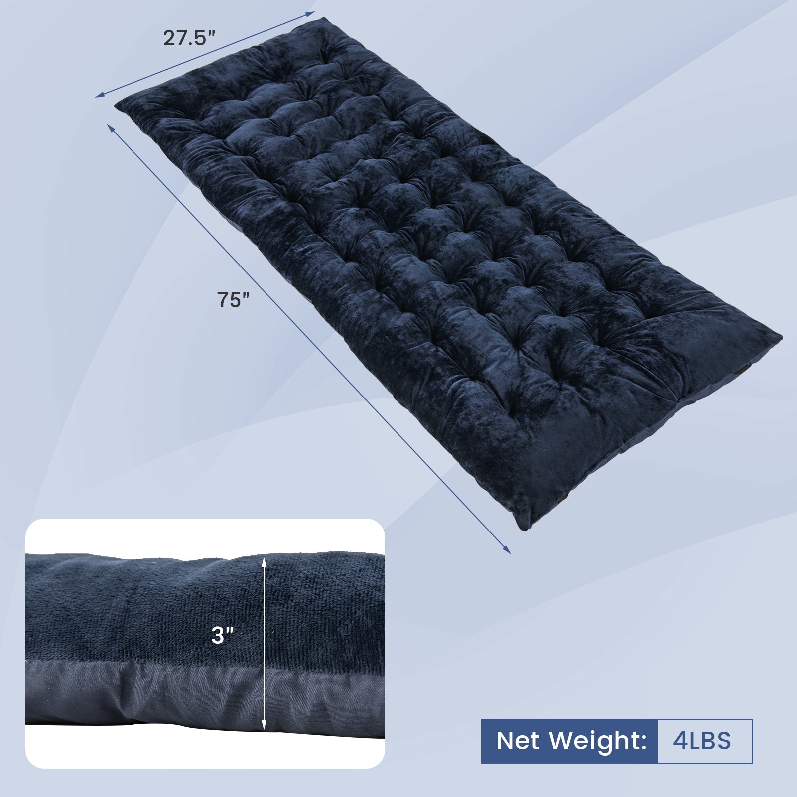 75 x 27.5 Inch Camping Cot Pads with Soft and Breathable Crystal Velvet - Energize Trek