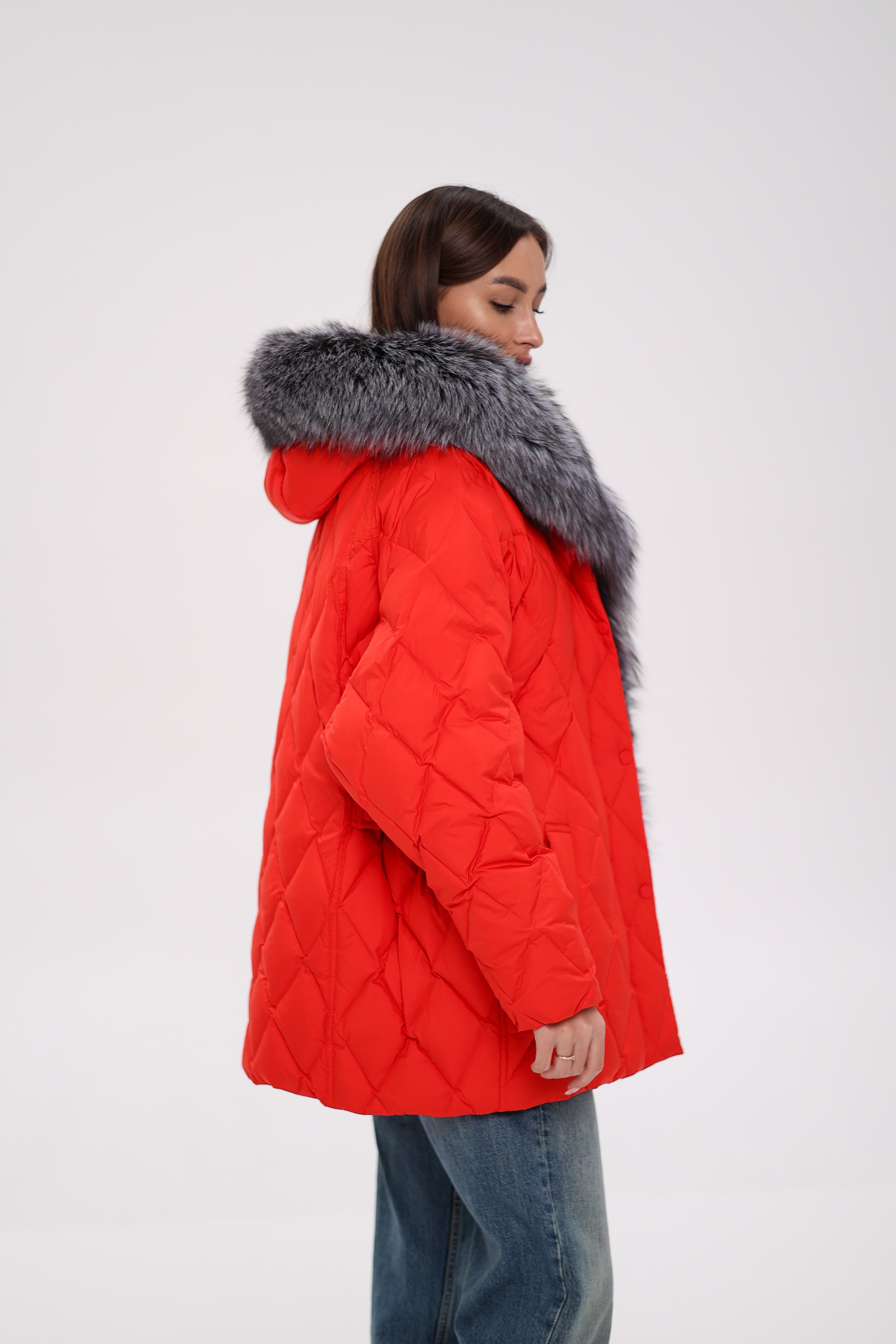 Genuine Silver Fox Down Fill Hooded Parka - Energize Trek