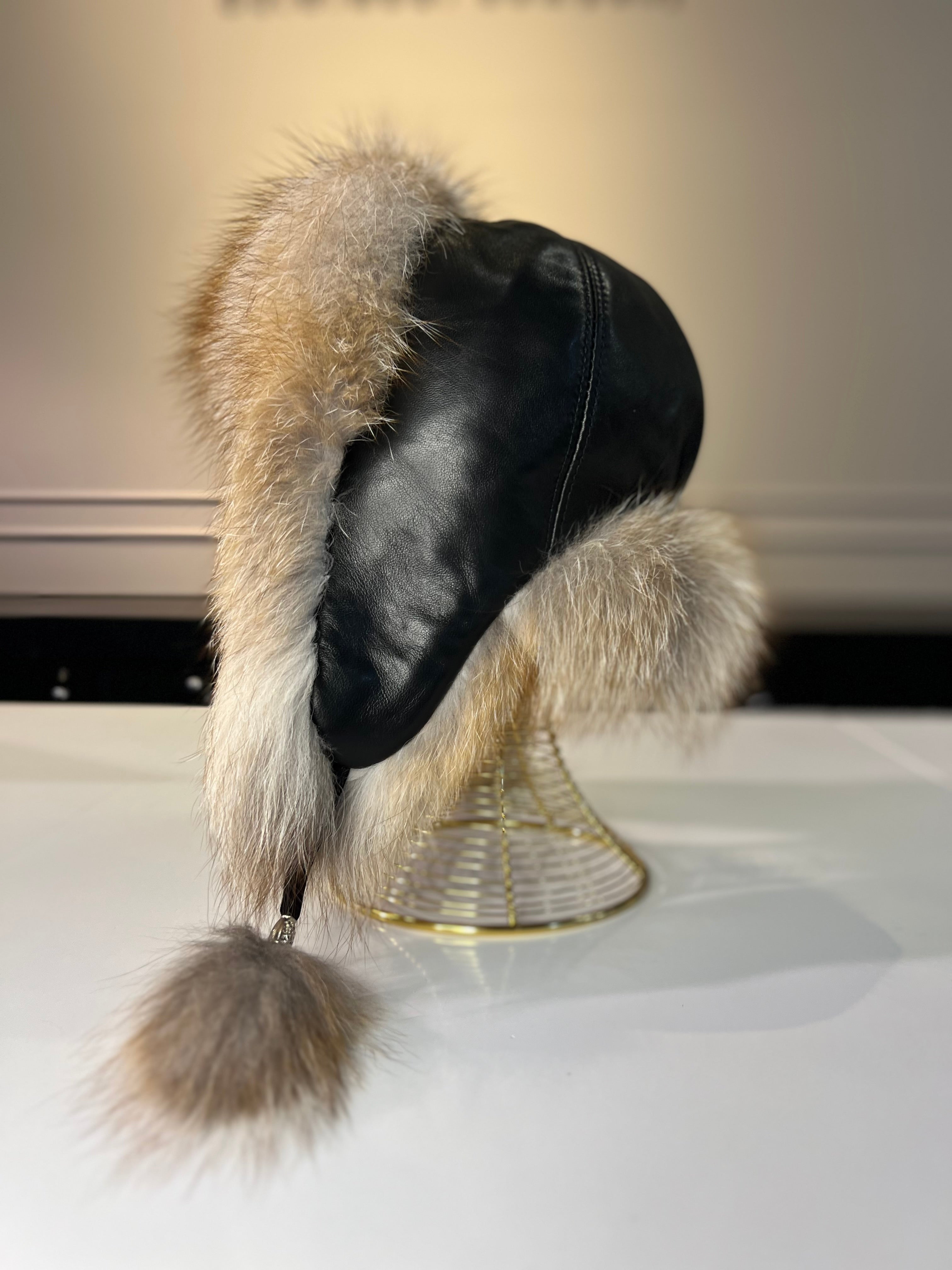 Genuine Silver Fox Fur Genuine Leather Hat - Energize Trek