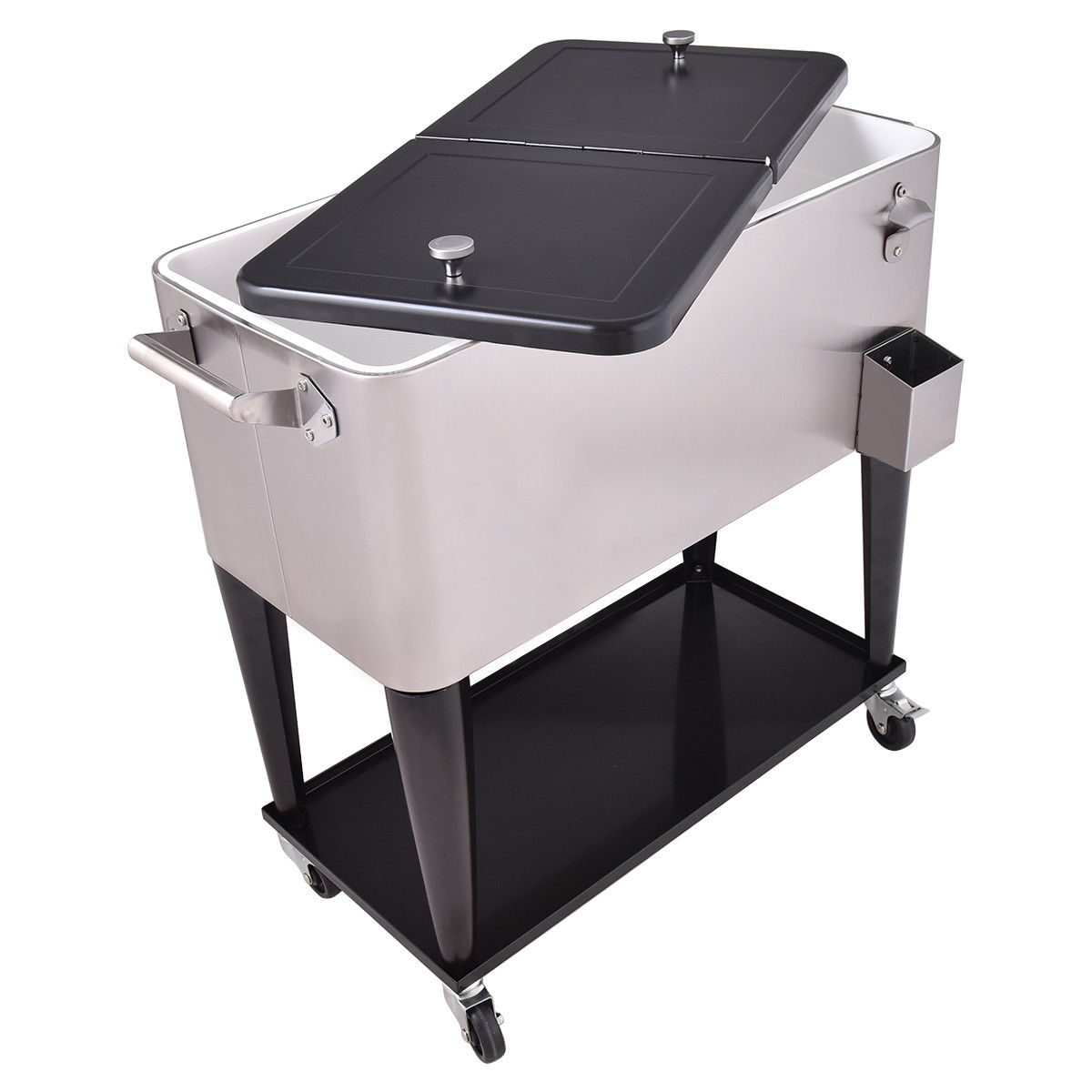 80 Quart Patio Rolling Stainless Steel Ice Beverage Cooler - Energize Trek