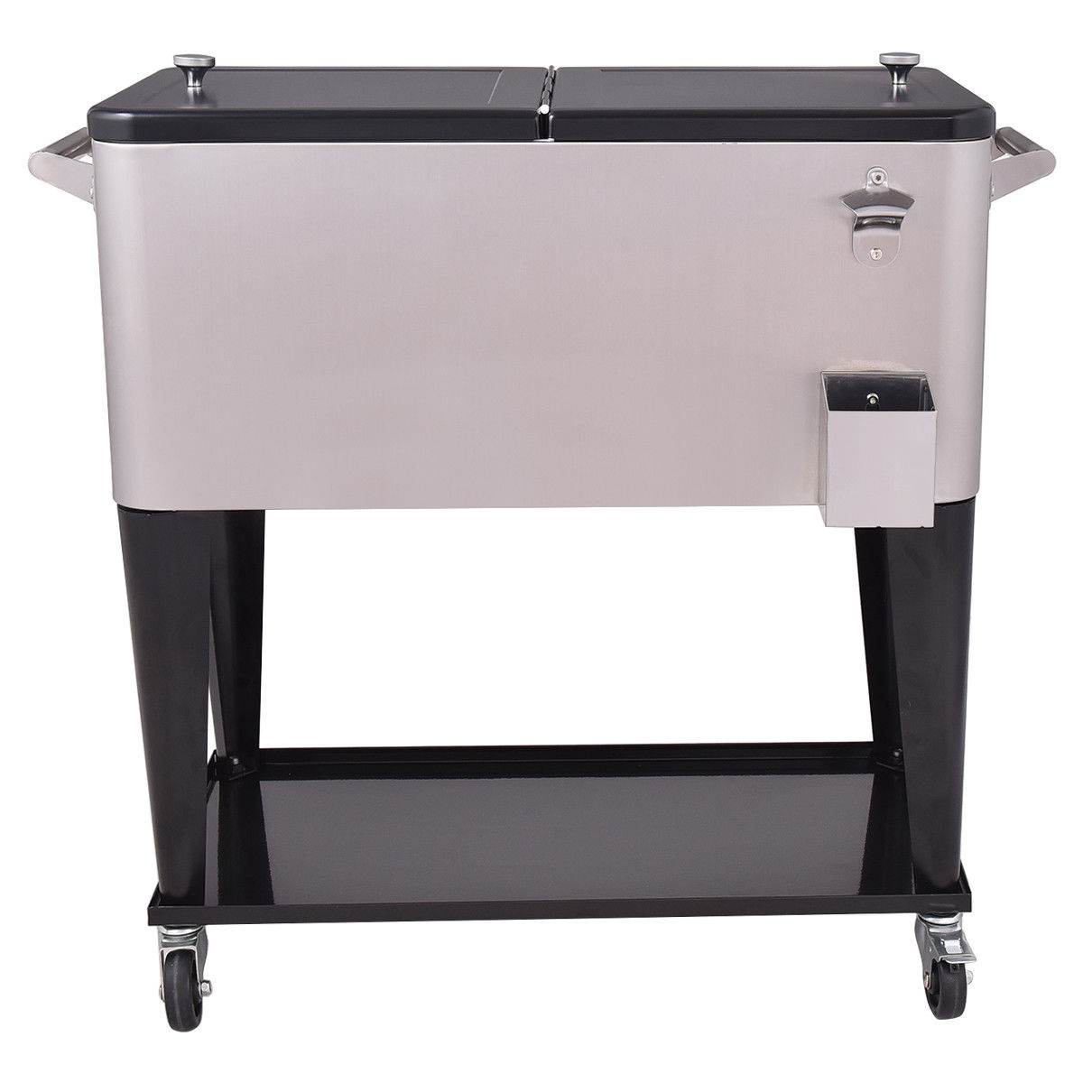 80 Quart Patio Rolling Stainless Steel Ice Beverage Cooler - Energize Trek