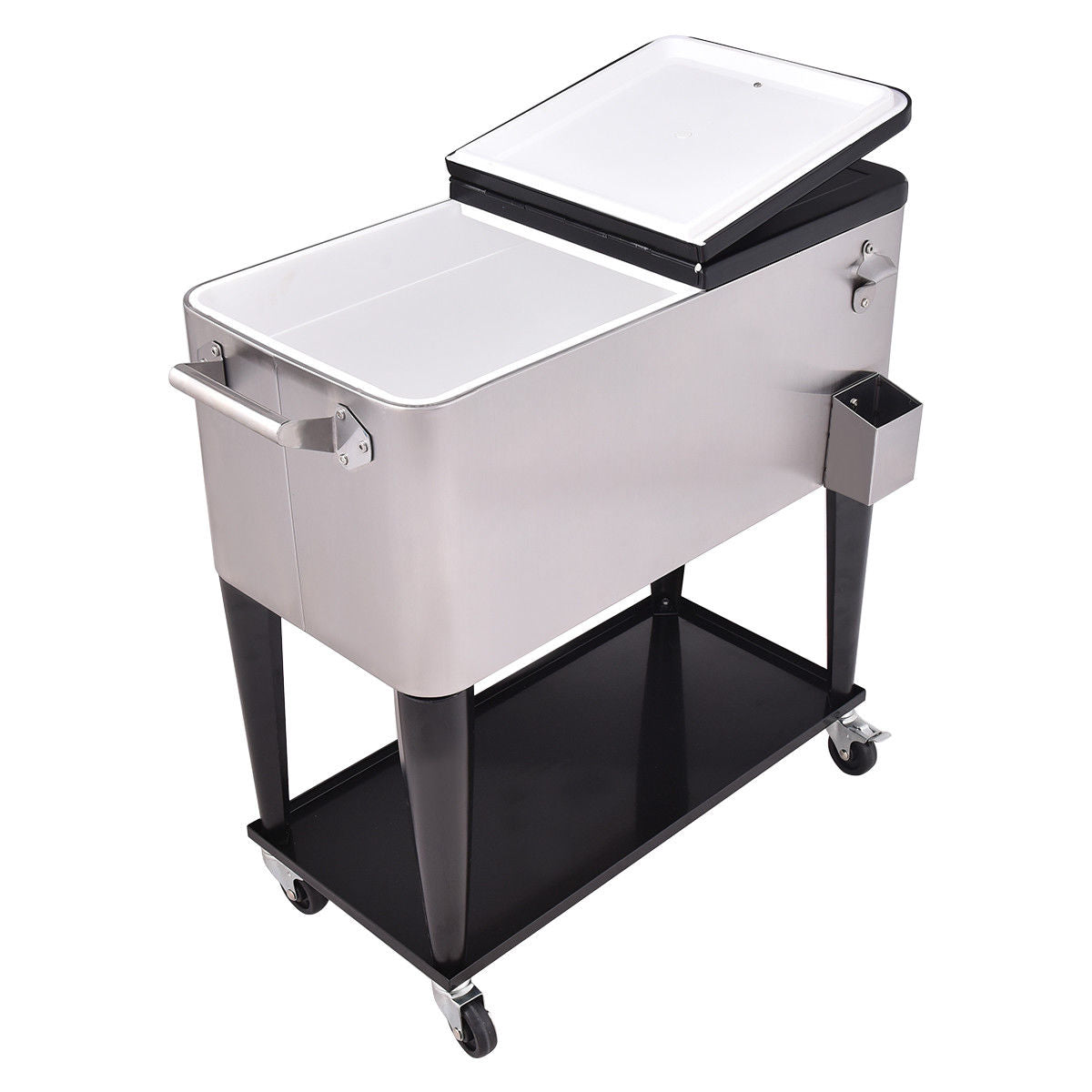 80 Quart Patio Rolling Stainless Steel Ice Beverage Cooler - Energize Trek