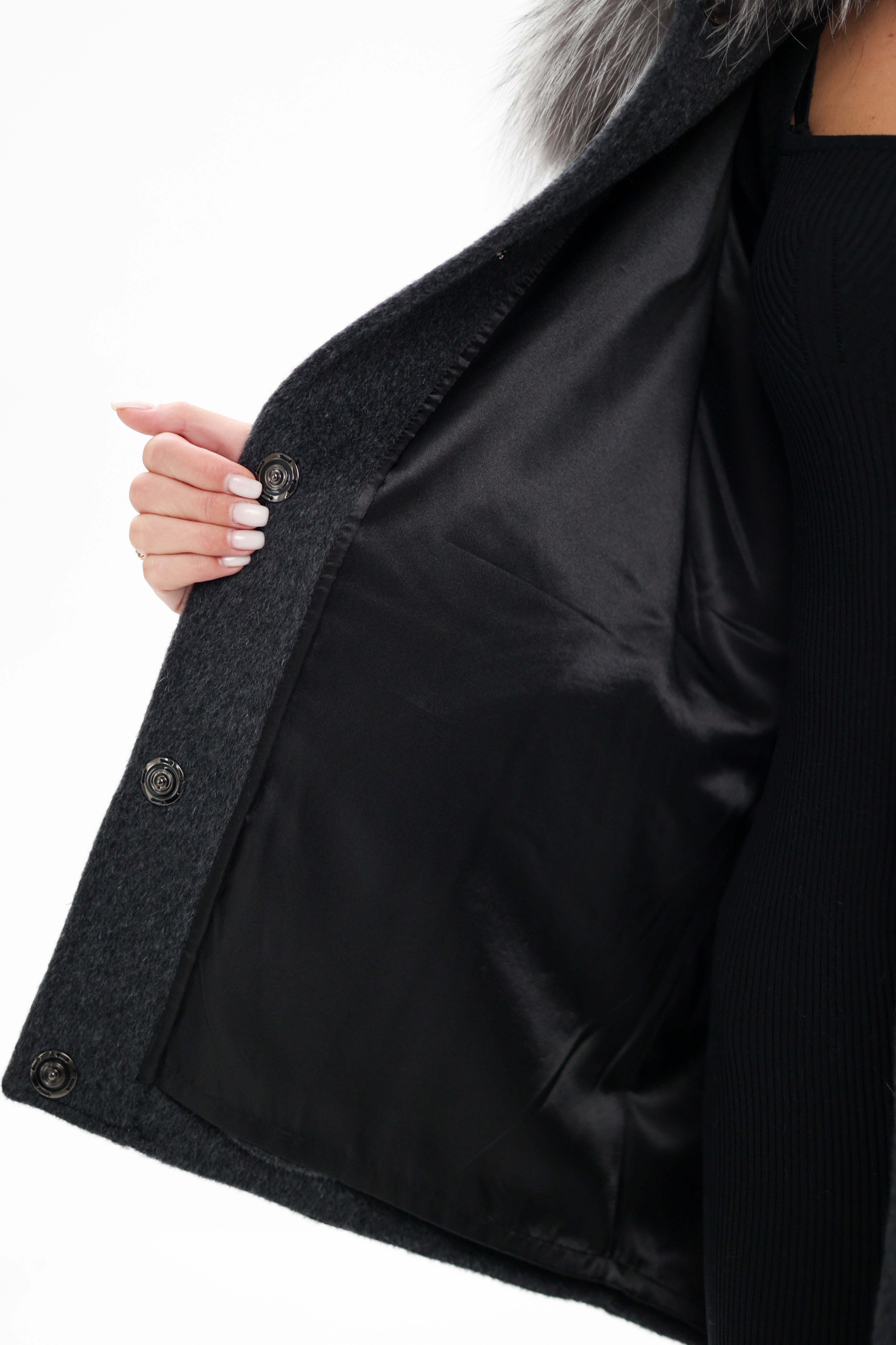 Genuine Silver Fox Fur Virgin Wool Coat - Energize Trek