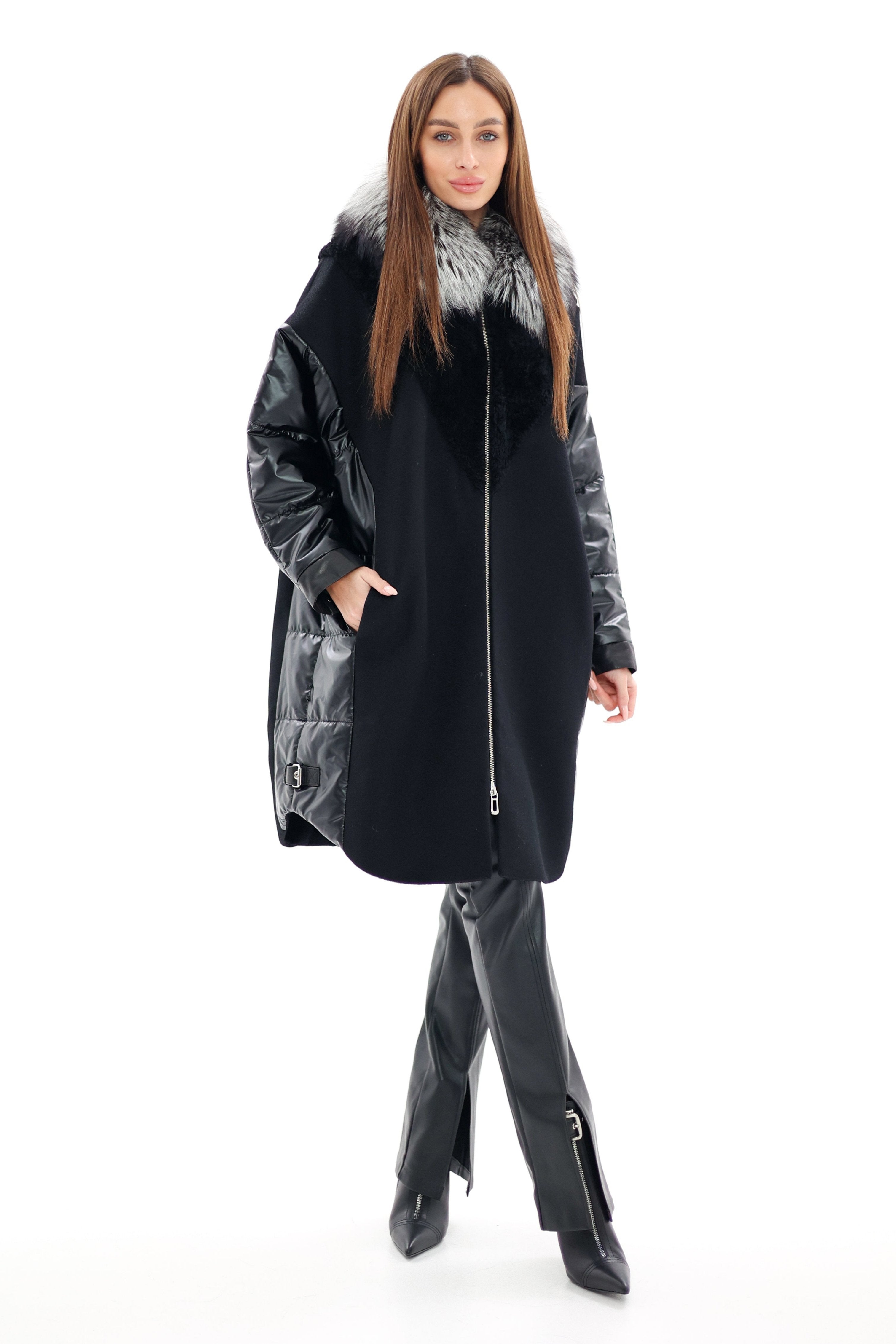 Genuine Silver Fox Fur Italian Cashmere Wool Freudenberg Comfortemp® Coat - Energize Trek