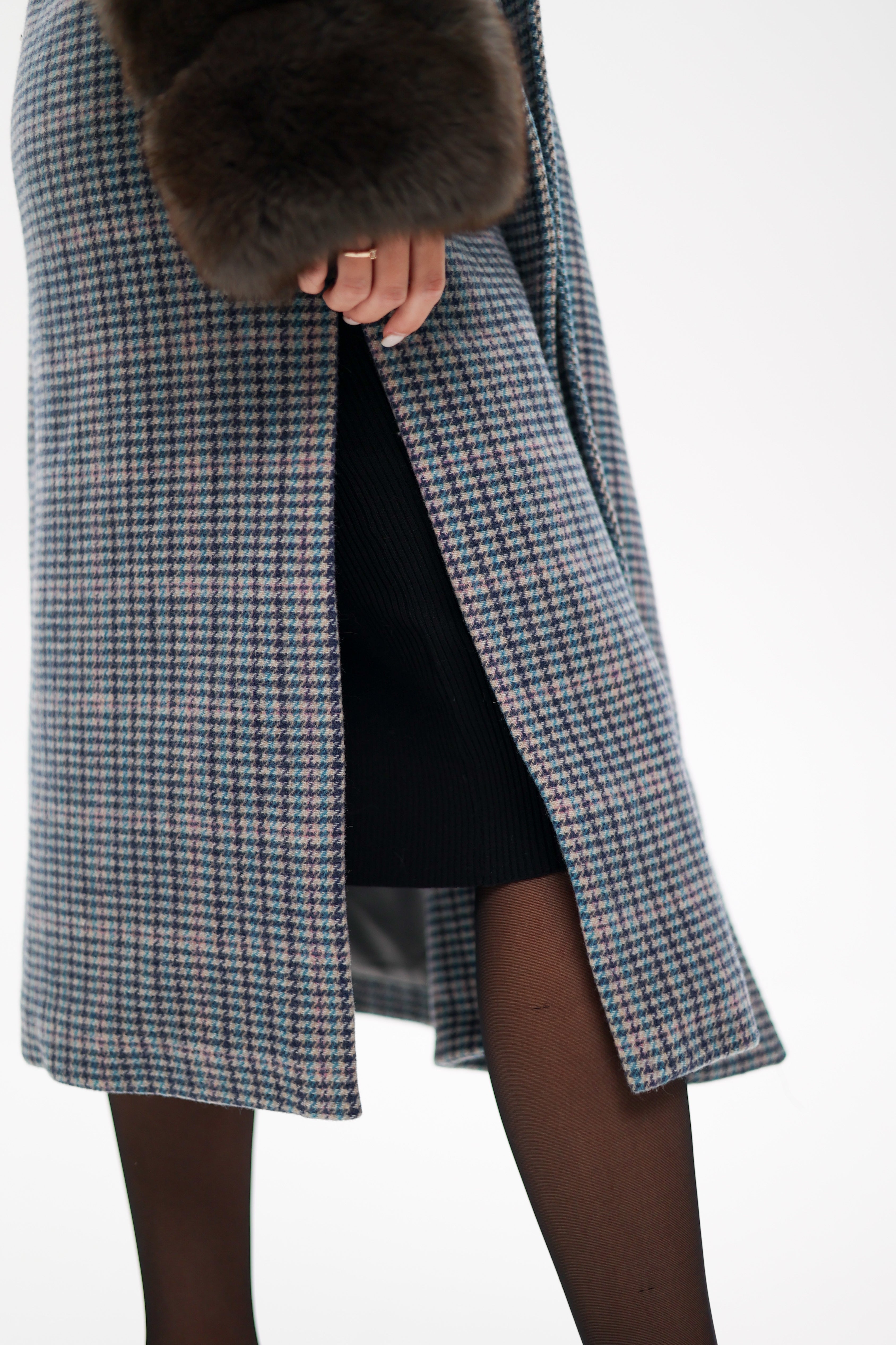 Genuine Polar Fox Fur Virgin Wool Wrap Coat - Energize Trek
