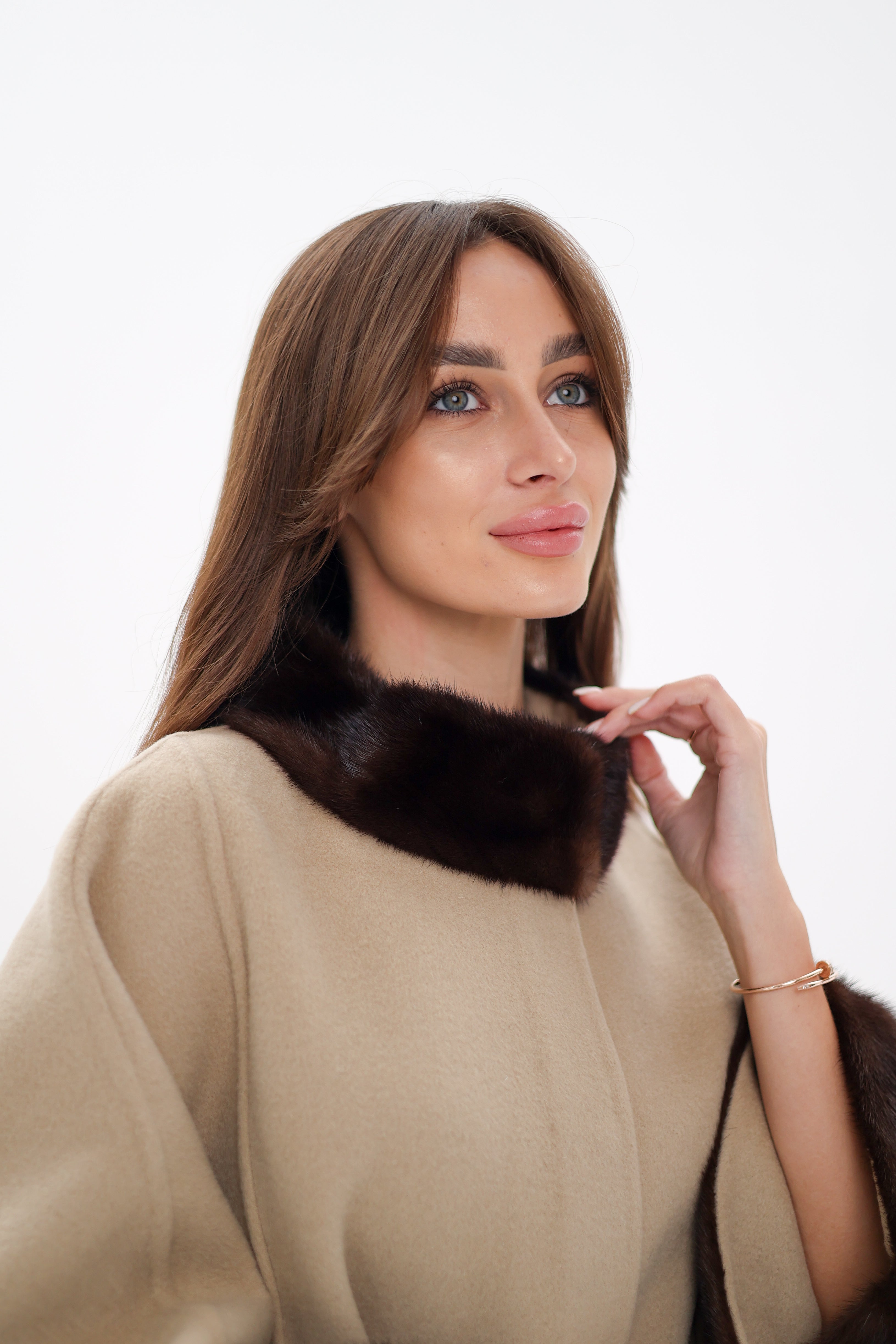 Genuine Scandinavian Mink Fur Double Face Wool Poncho - Energize Trek