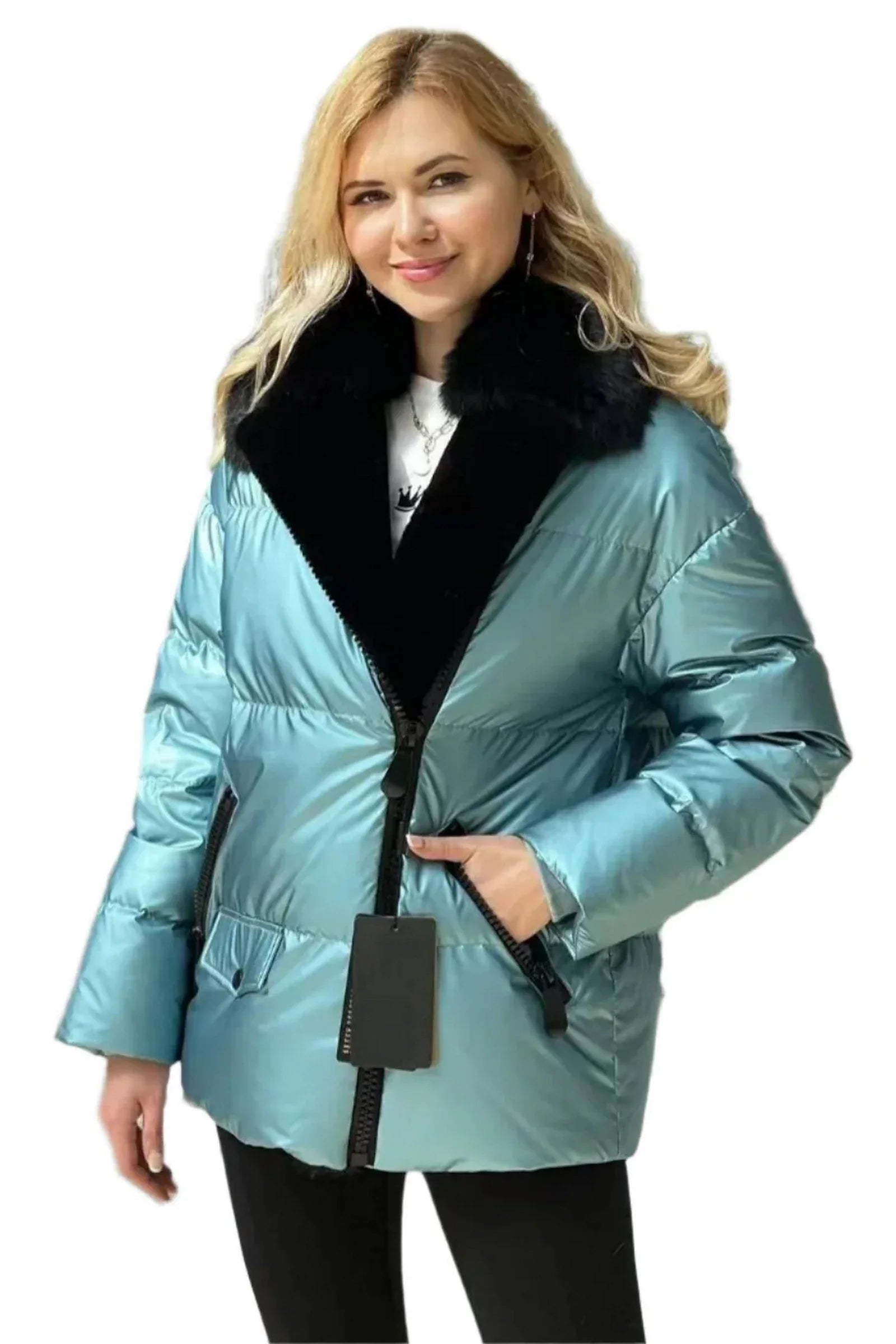 Genuine Polar Fox Fur Down Fill Water-Repellent Coat - Energize Trek