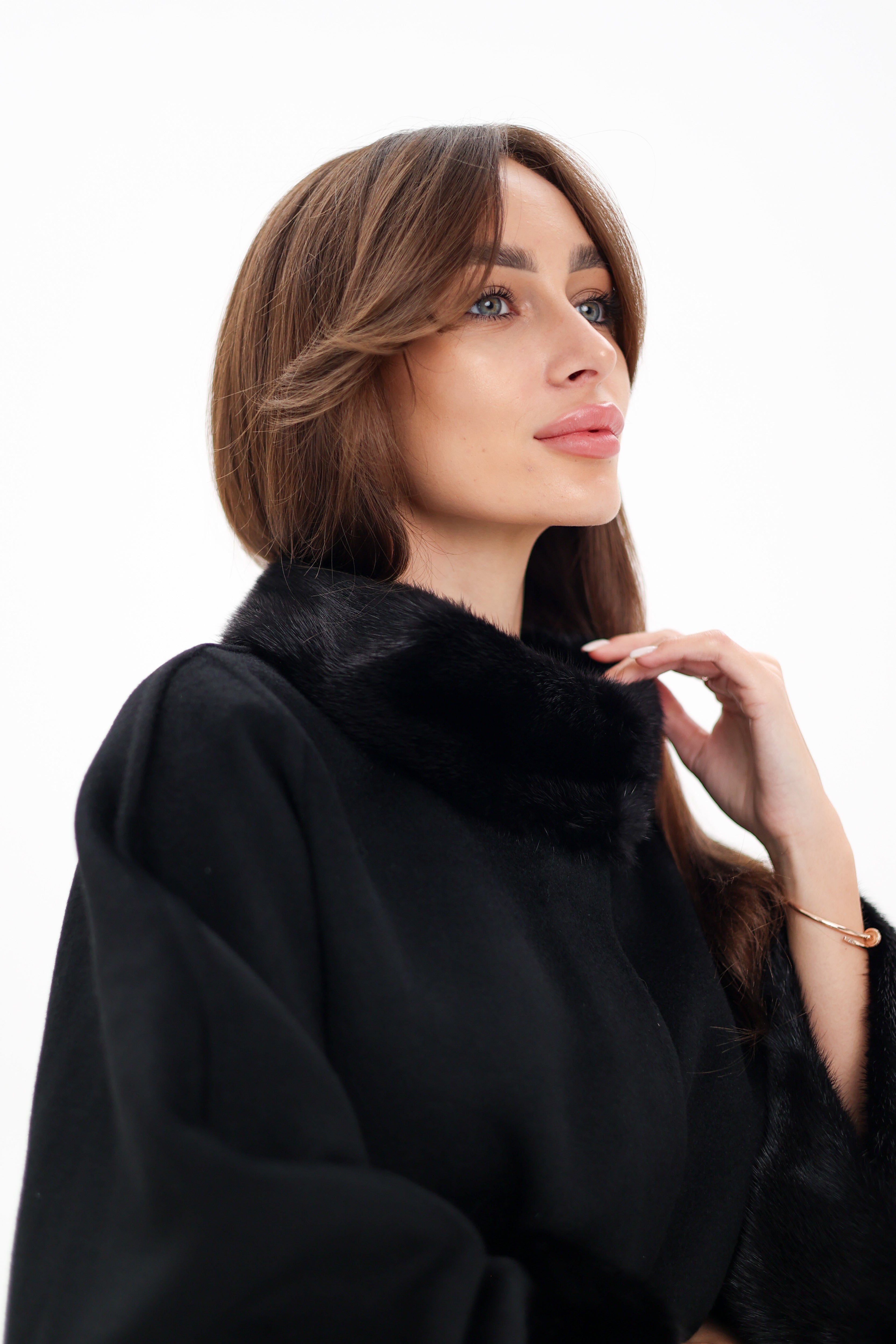 Genuine Scandinavian Mink Fur Double Face Wool Poncho - Energize Trek