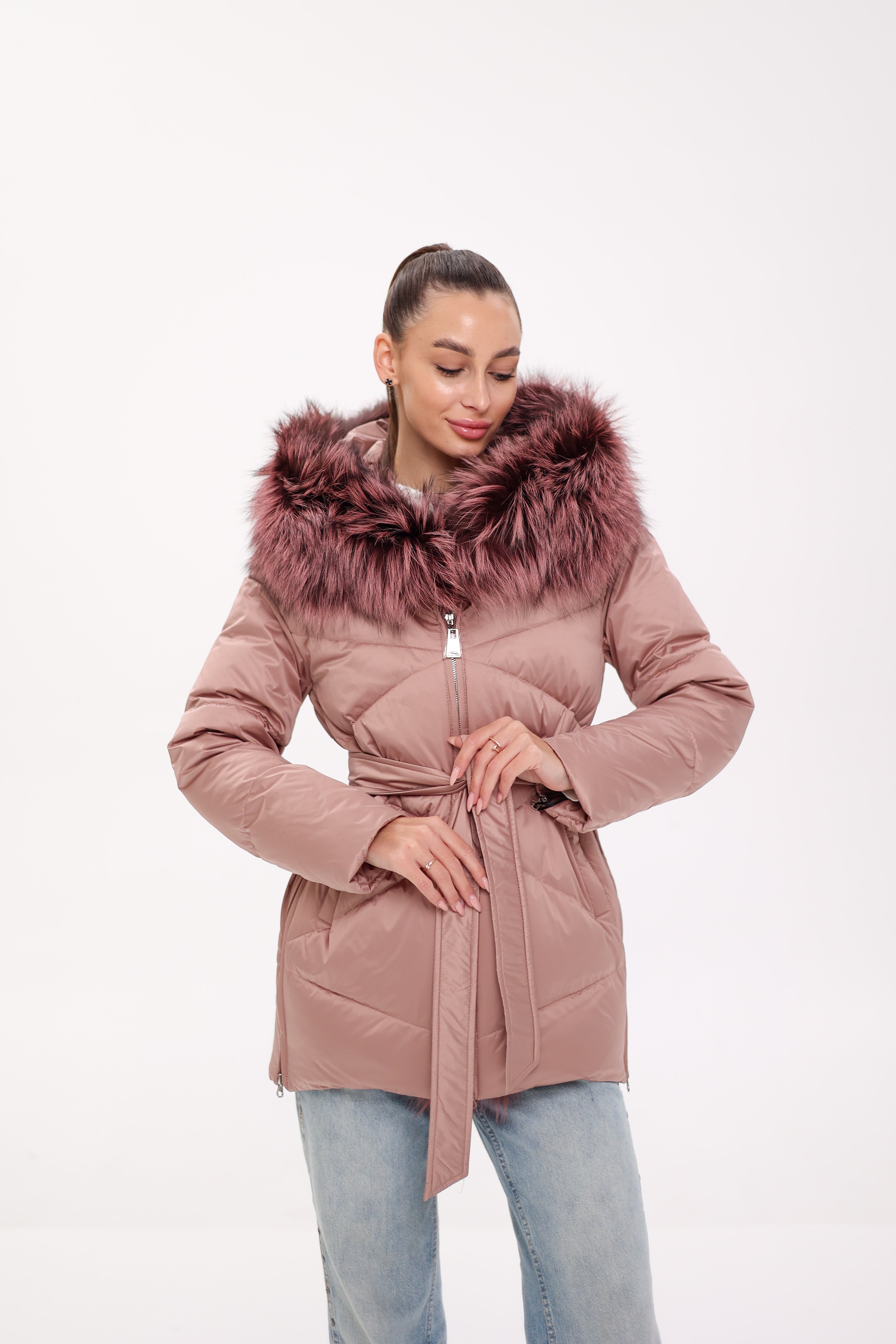 Genuine Silver Fox Fur Trim Down Insulated Parka - Energize Trek