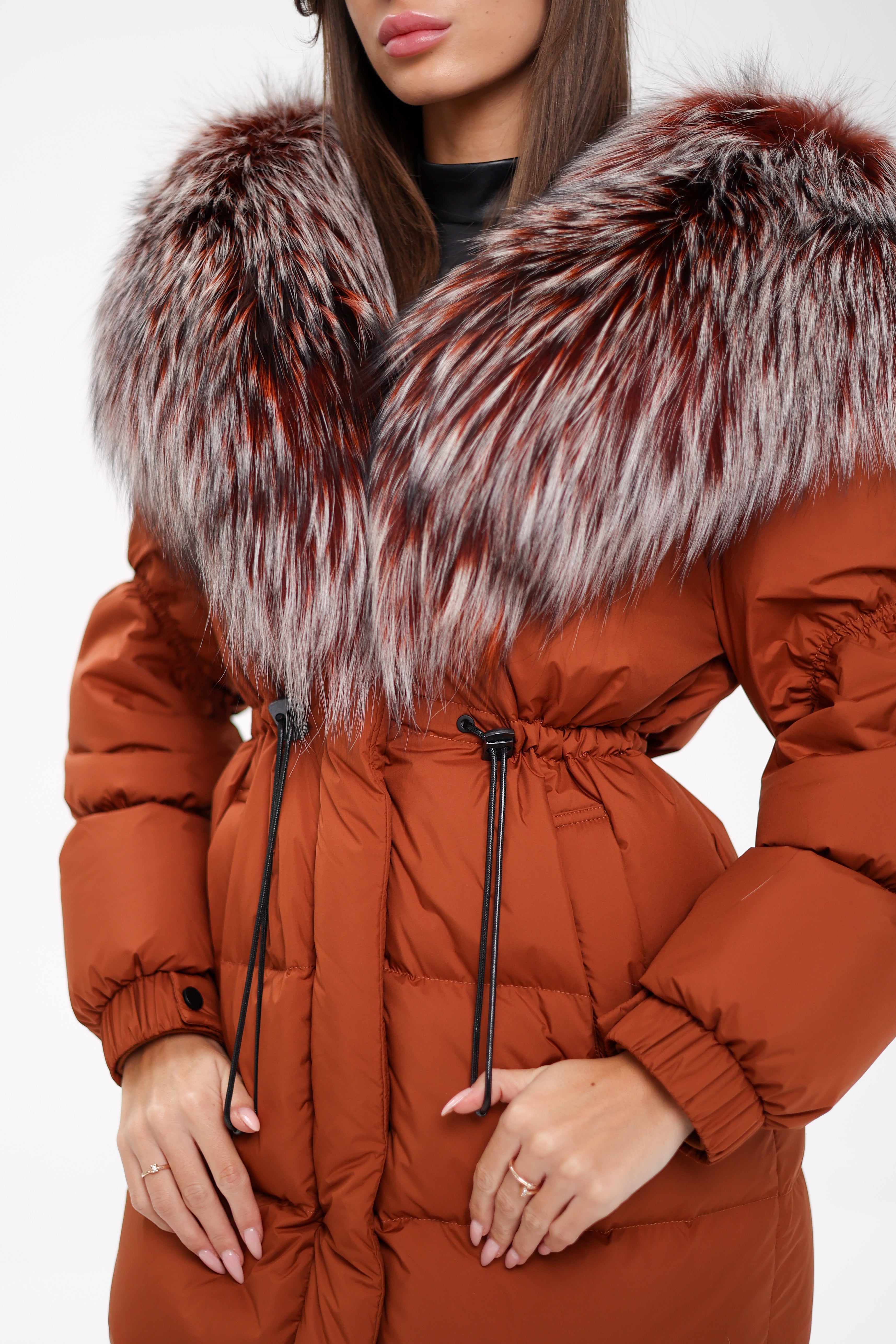 Genuine Silver Fox Fully Lined Hood Down Filled Coat - Energize Trek