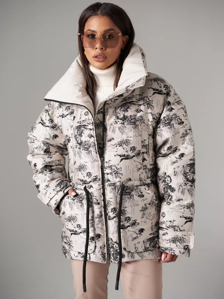 Monochrome Jacquard Down Fill Coat - Energize Trek